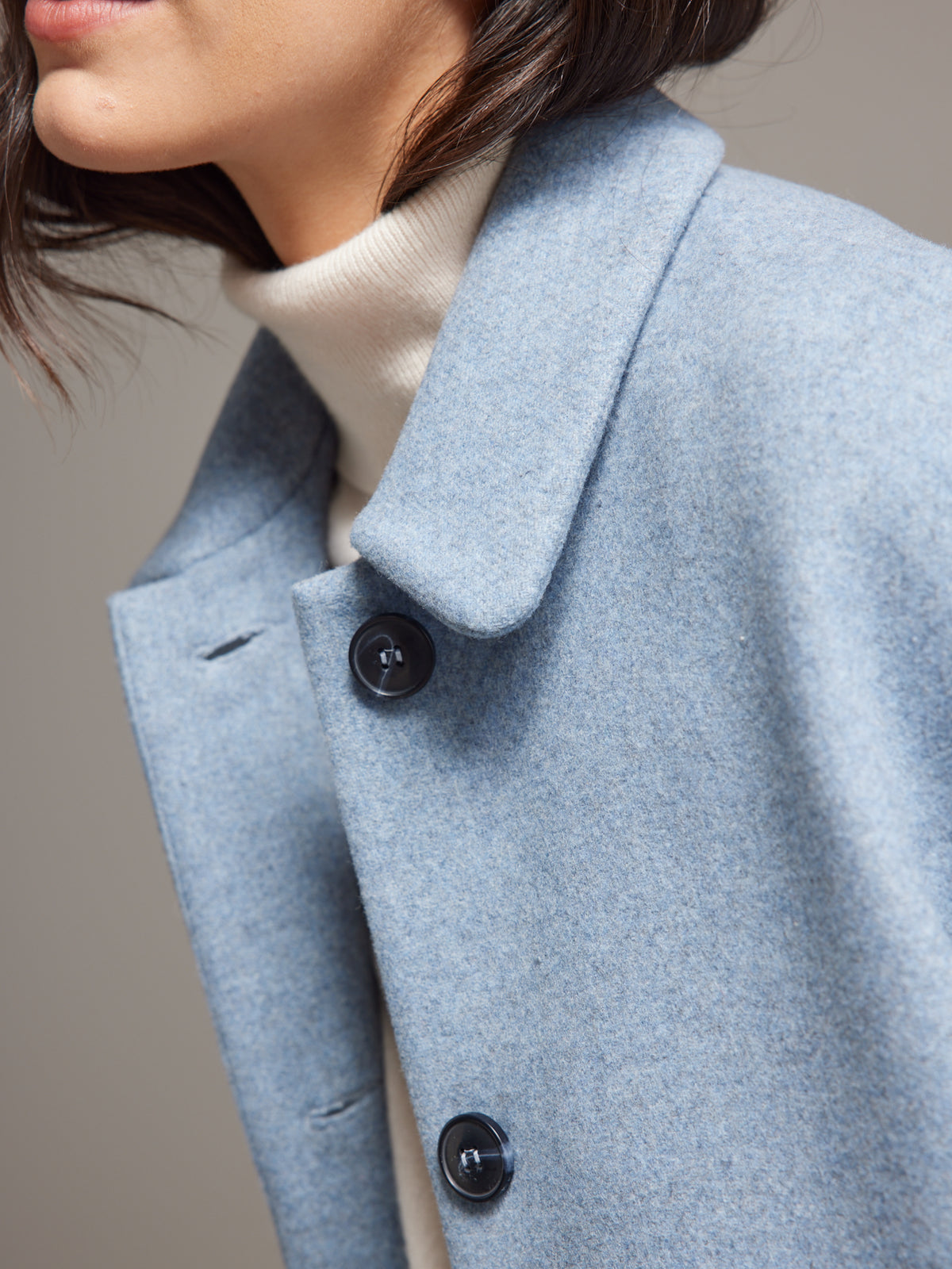 Manteau long drap de laine femme laine recyclée