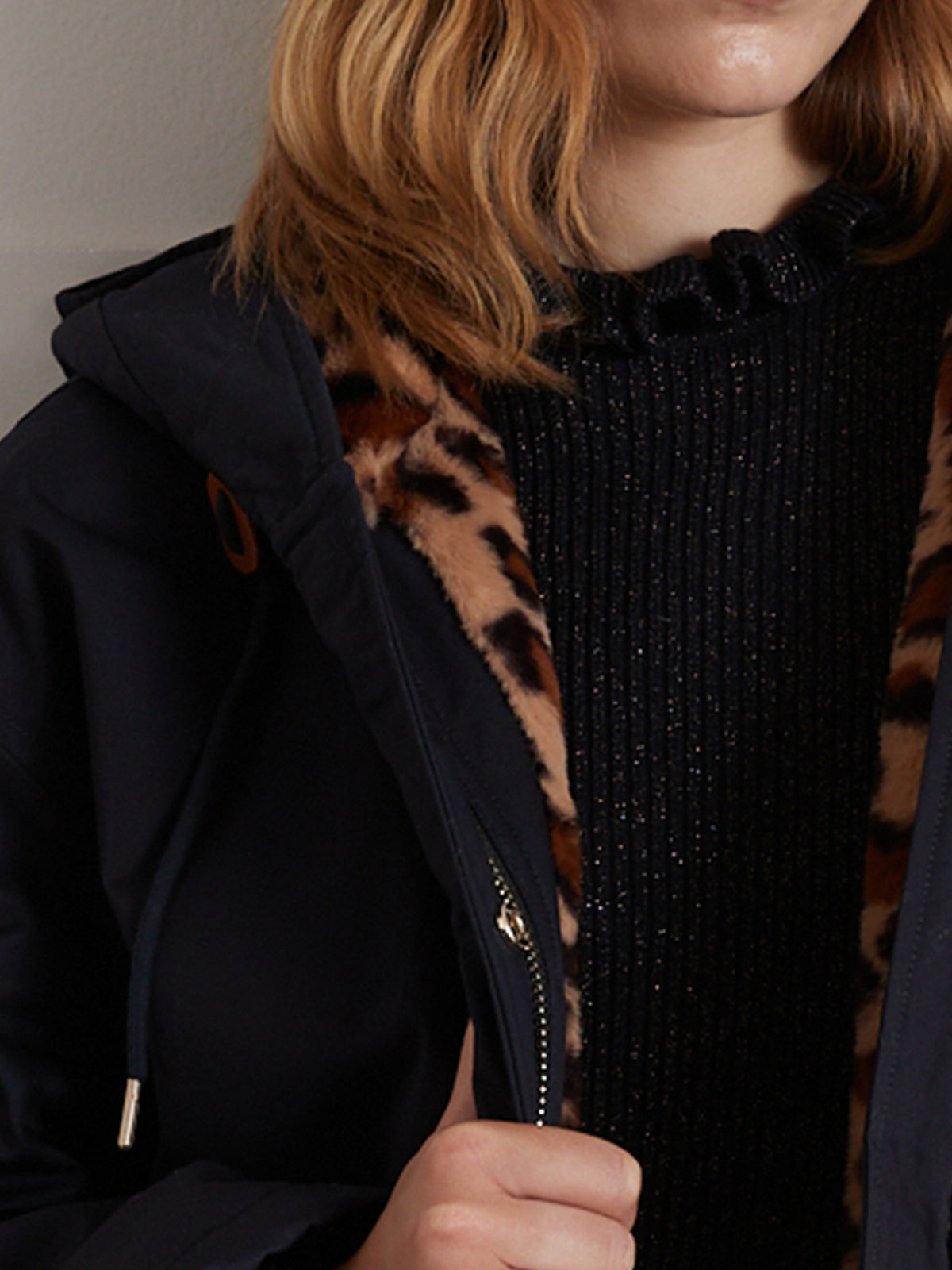 Parka courte femme doublée imitation fourrure