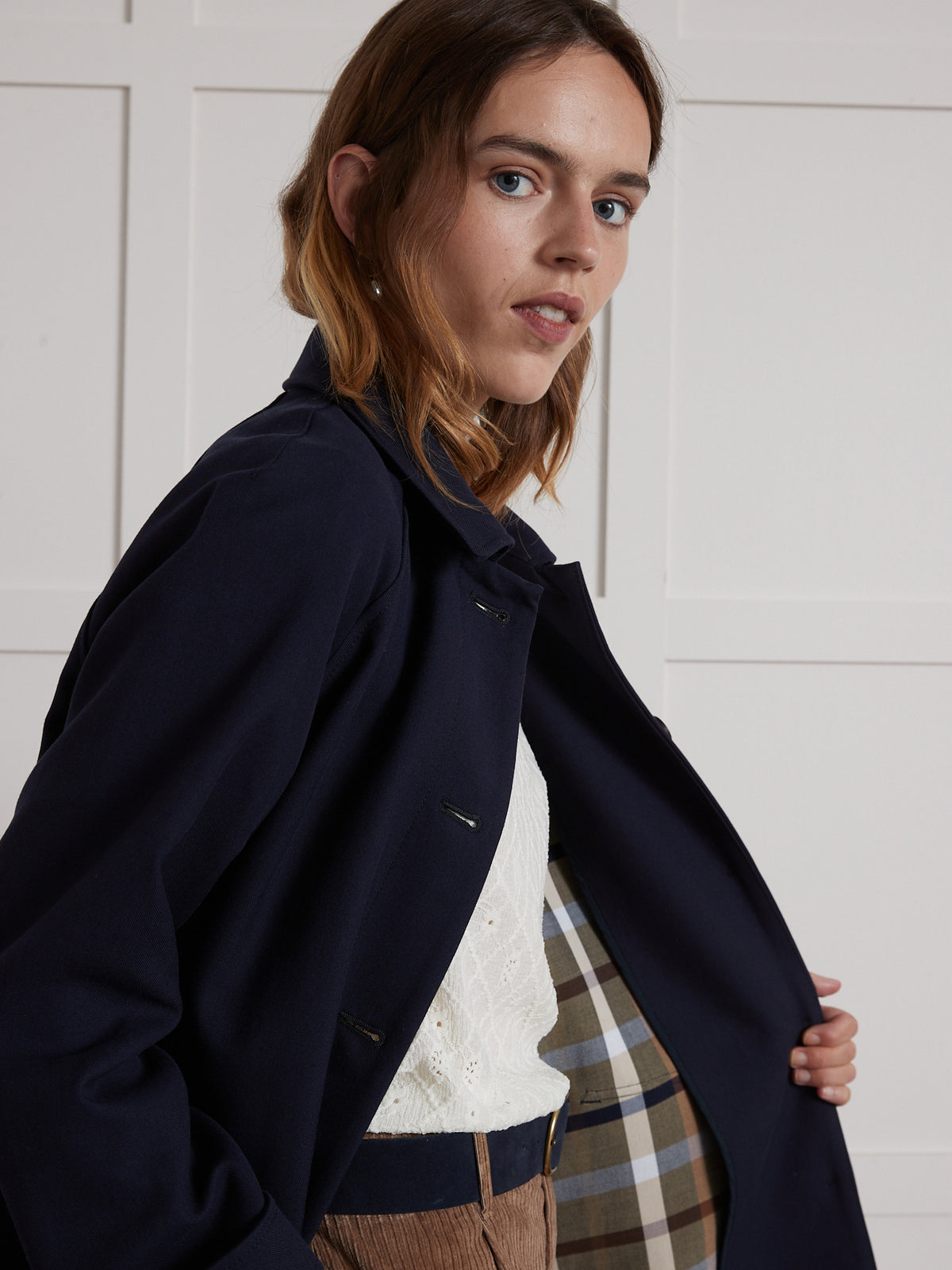 Manteau Car Coat femme tissu double face
