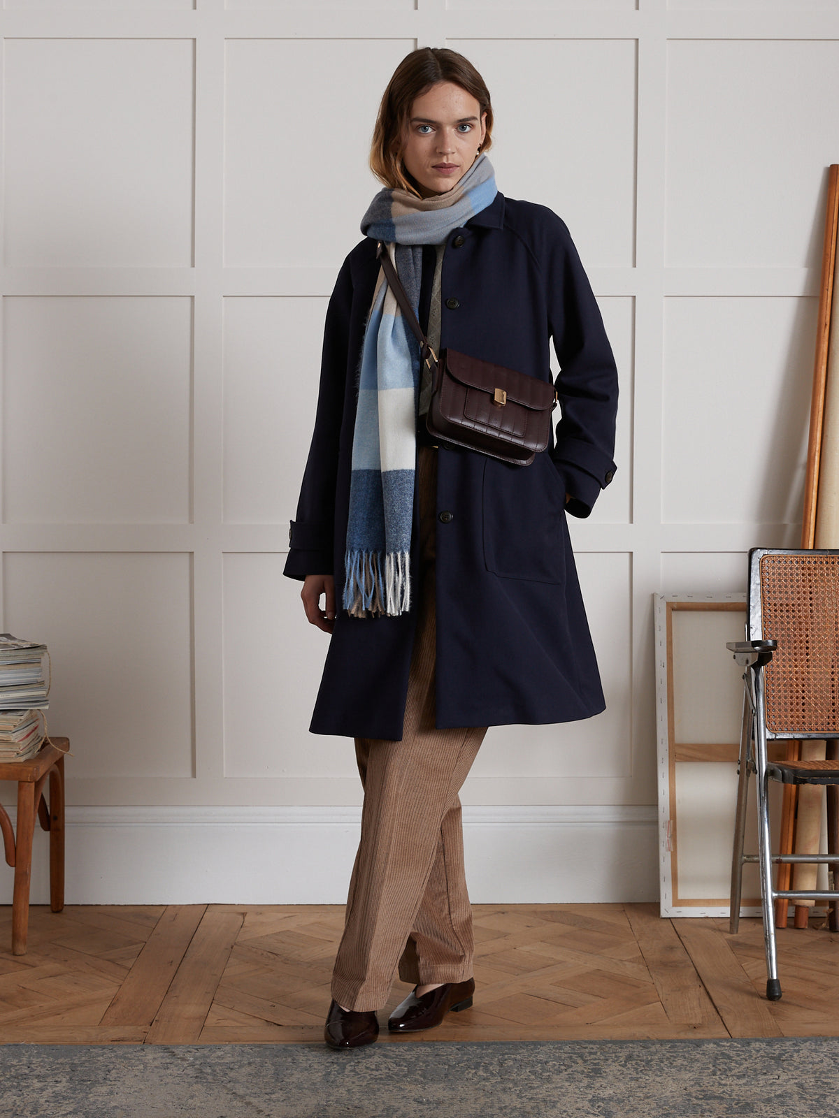 Manteau Car Coat femme tissu double face