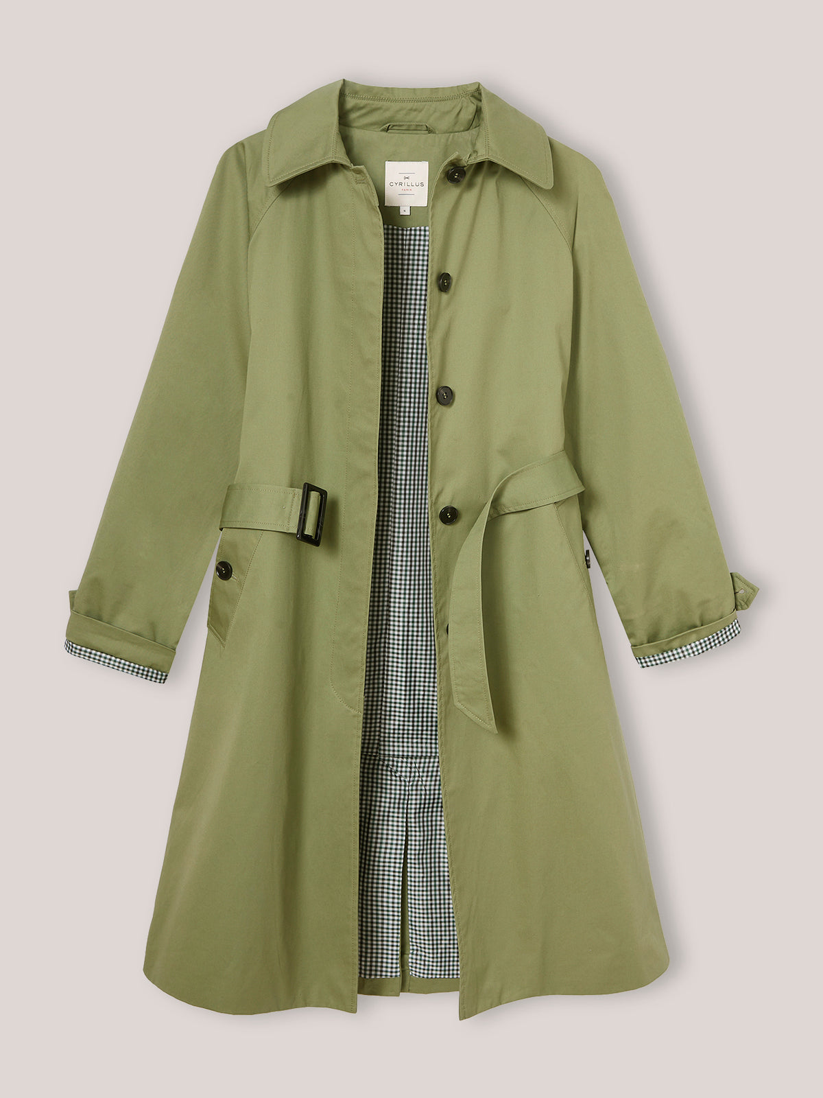 Lange damestrenchcoat met raglanmouwen
