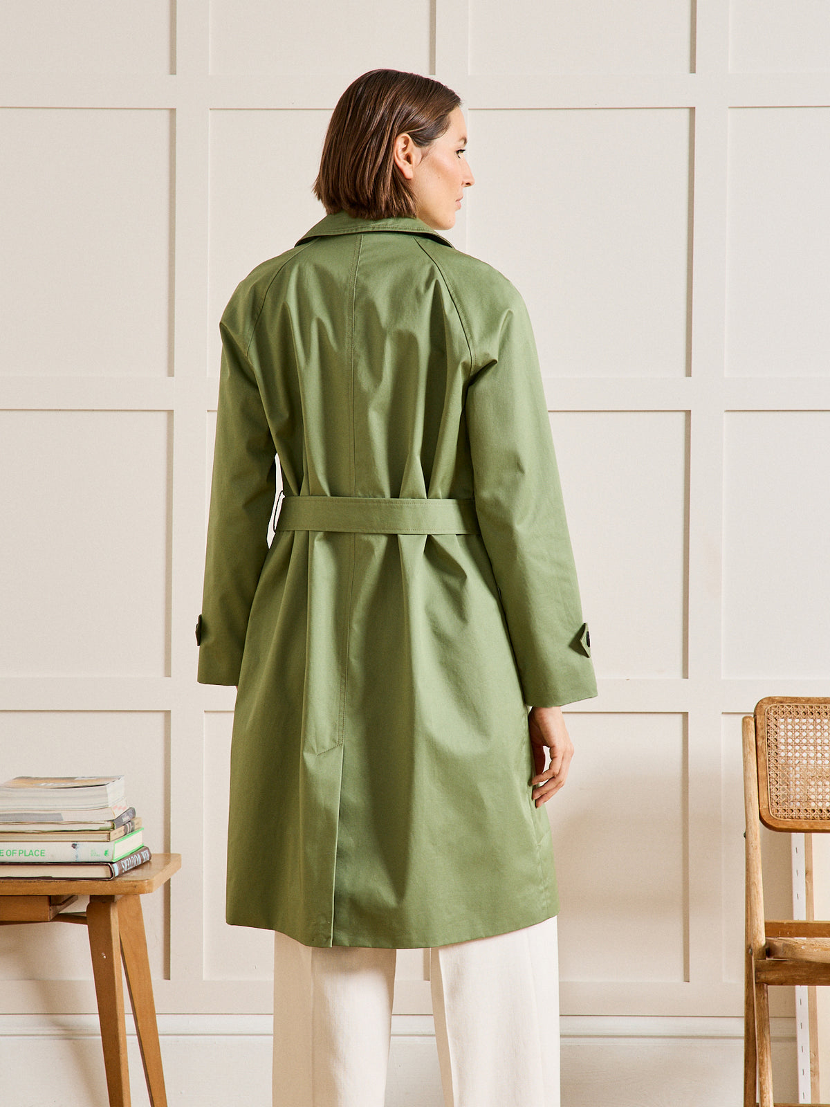 Lange damestrenchcoat met raglanmouwen