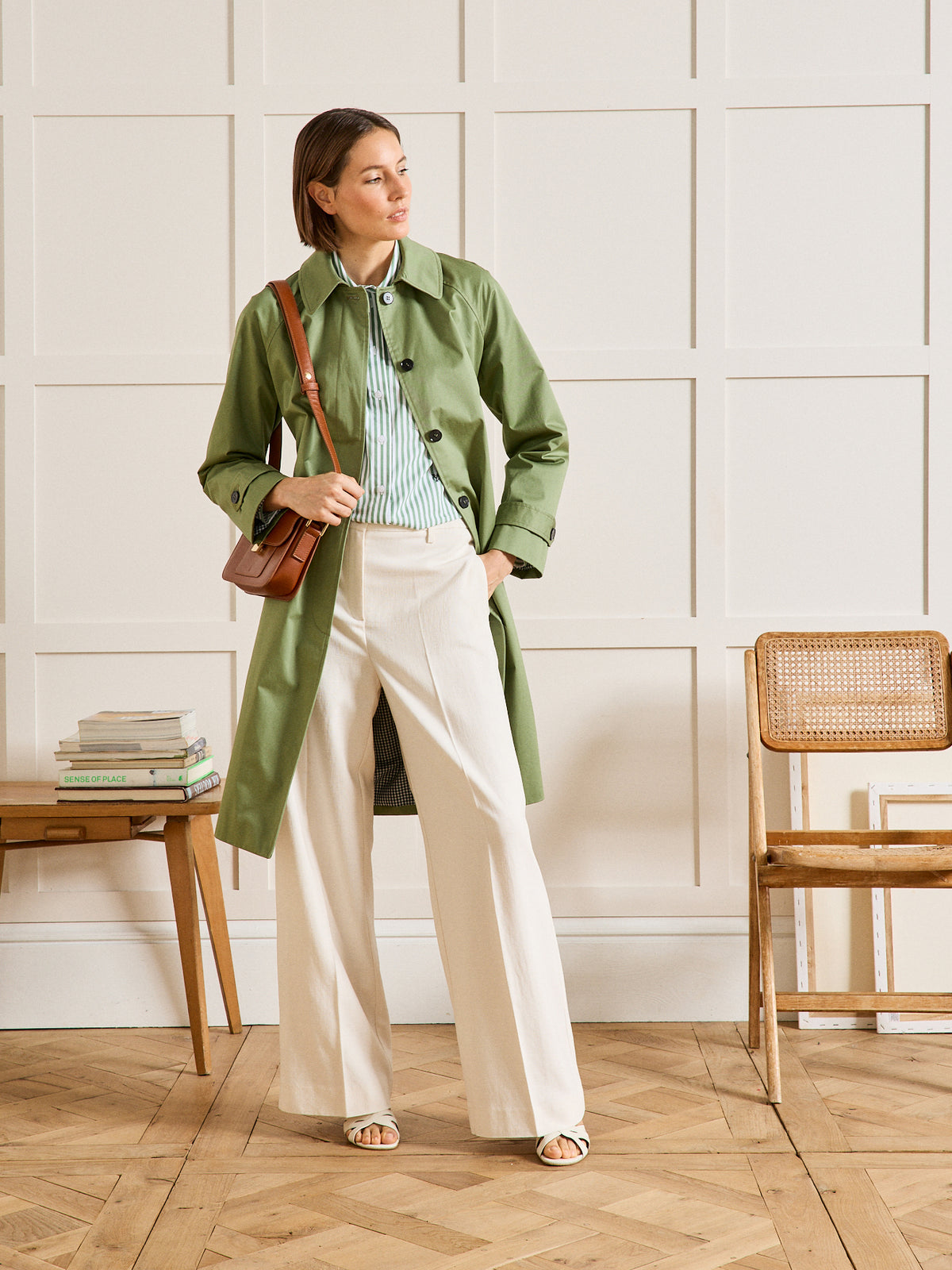 Lange damestrenchcoat met raglanmouwen