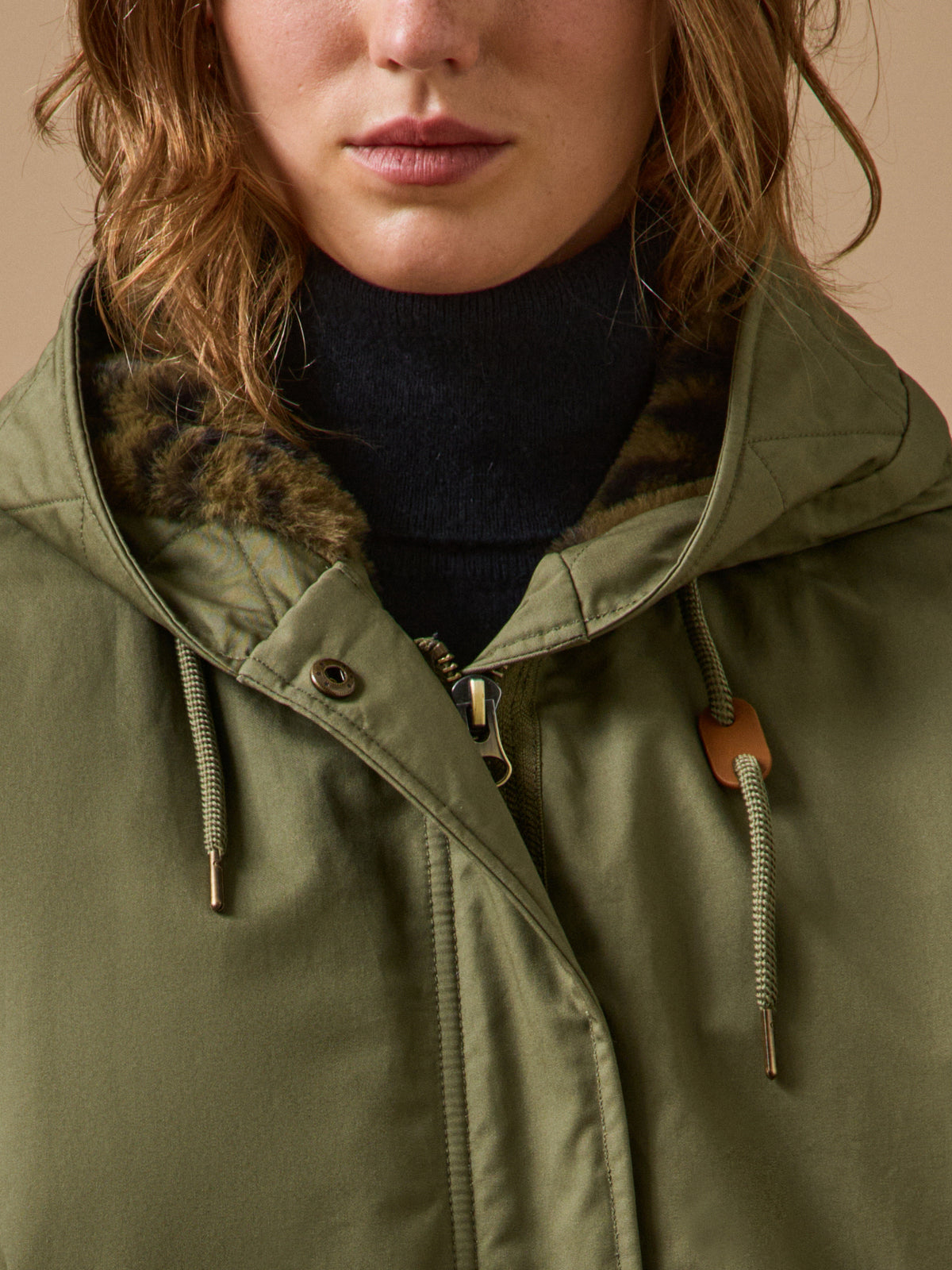 Parka courte femme doublée imitation fourrure