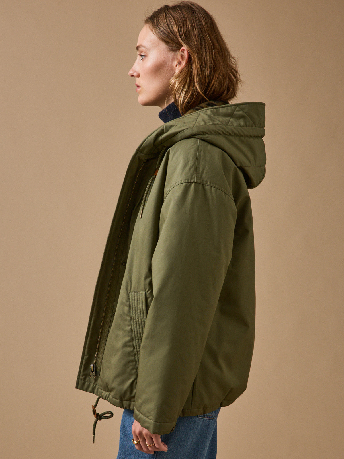 Parka courte femme doublée imitation fourrure