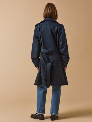 Trench long col tailleur coton biologique femme