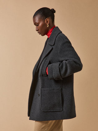 Manteau caban lainage uni femme