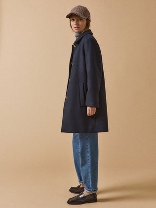 Manteau court lainage uni femme