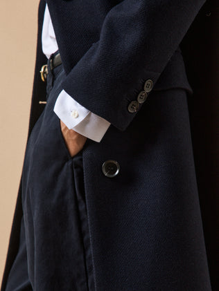 Manteau long col tailleur lainage uni femme
