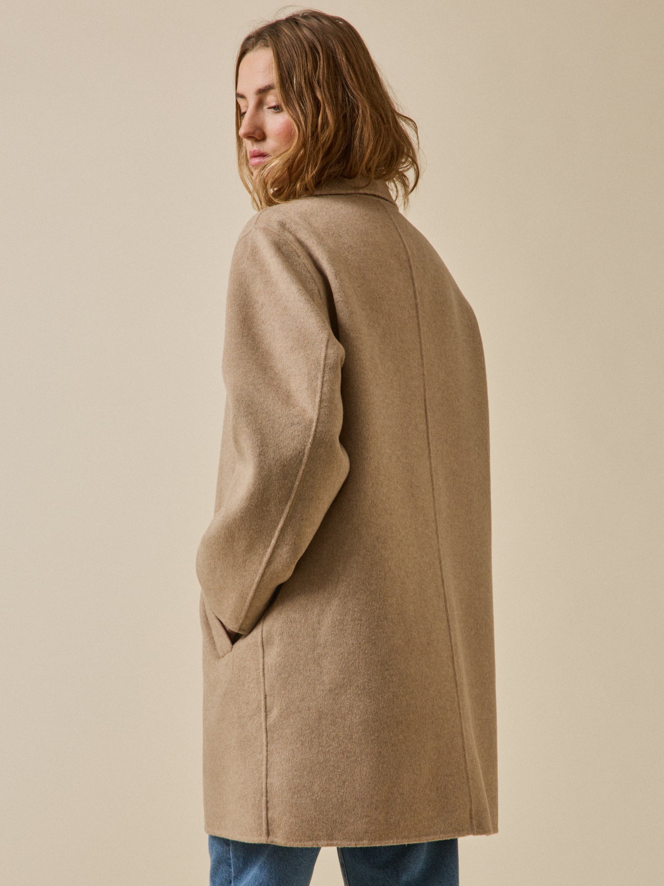 Damesmantel in dubbelzijdige wolmix