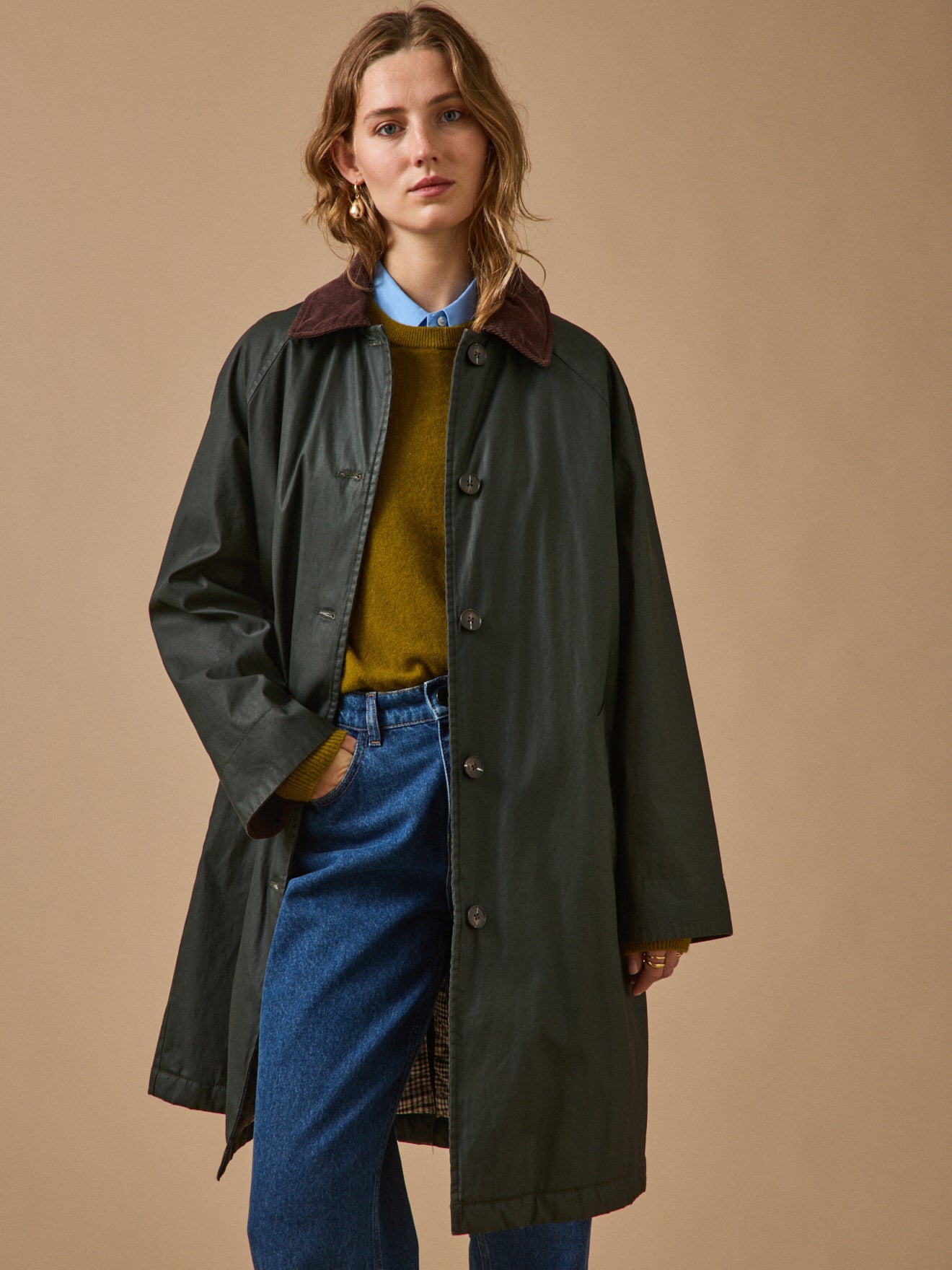 Damesregenjas in gecoat canvas