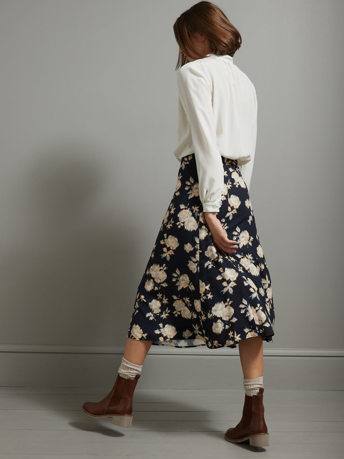 Halflange damesrok met Erica-print