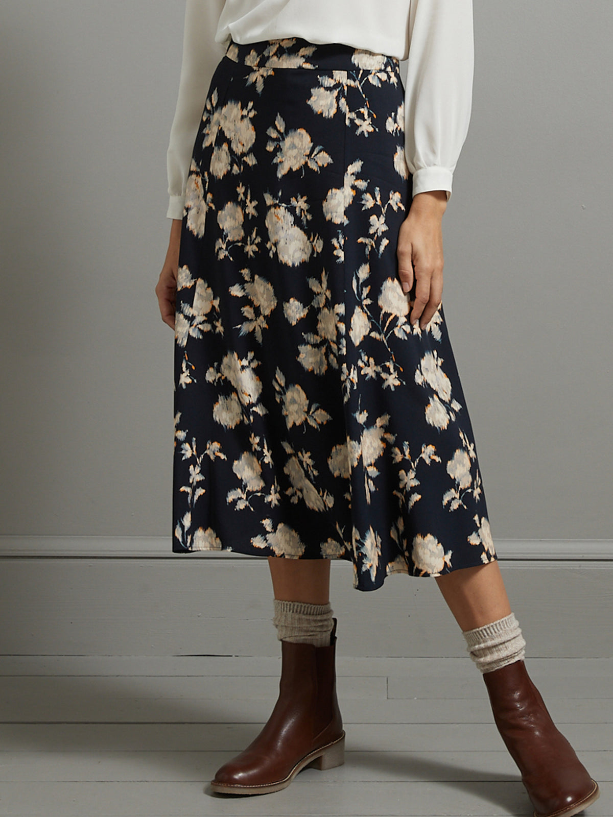 Halflange damesrok met Erica-print