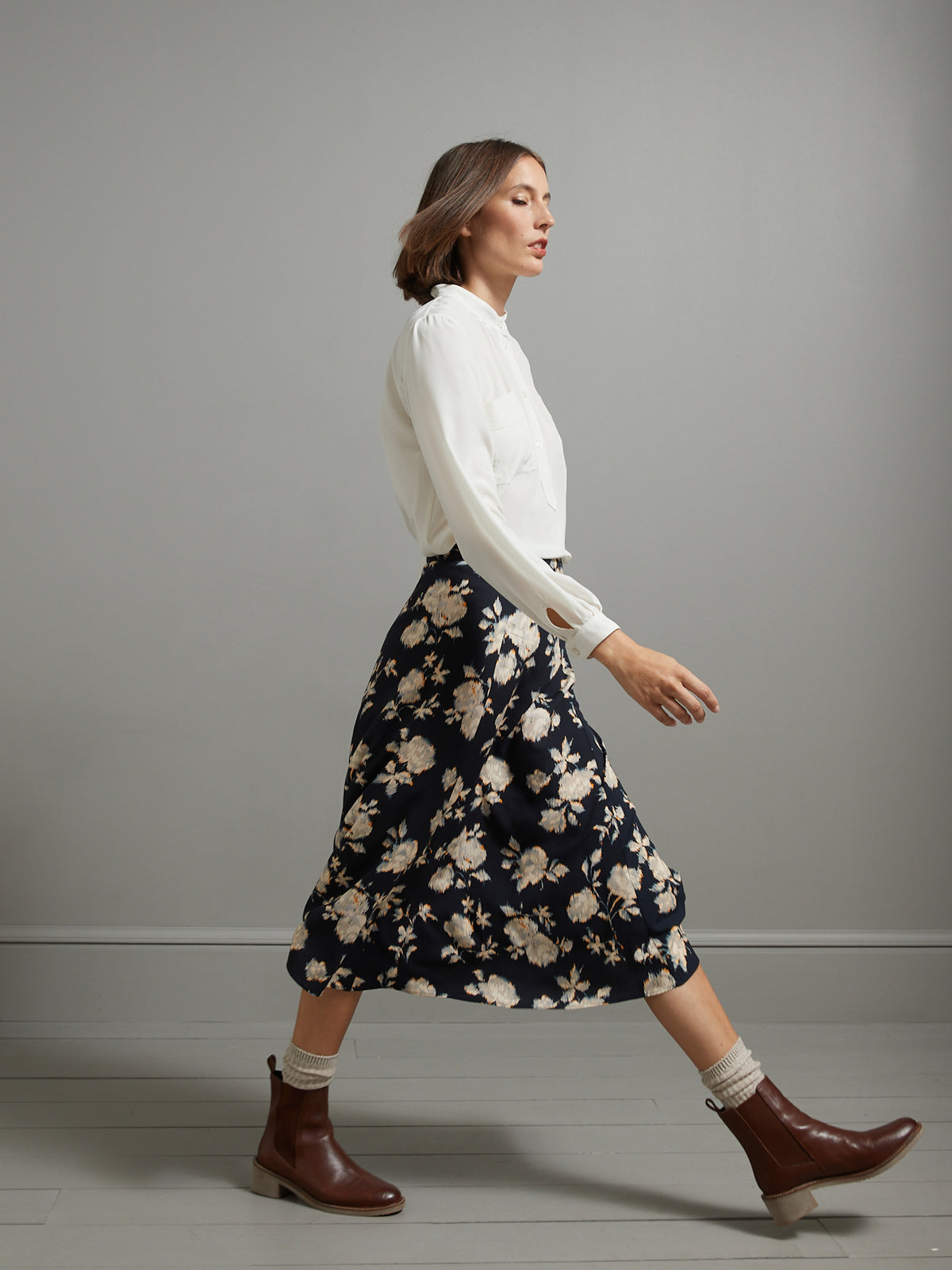 Halflange damesrok met Erica-print