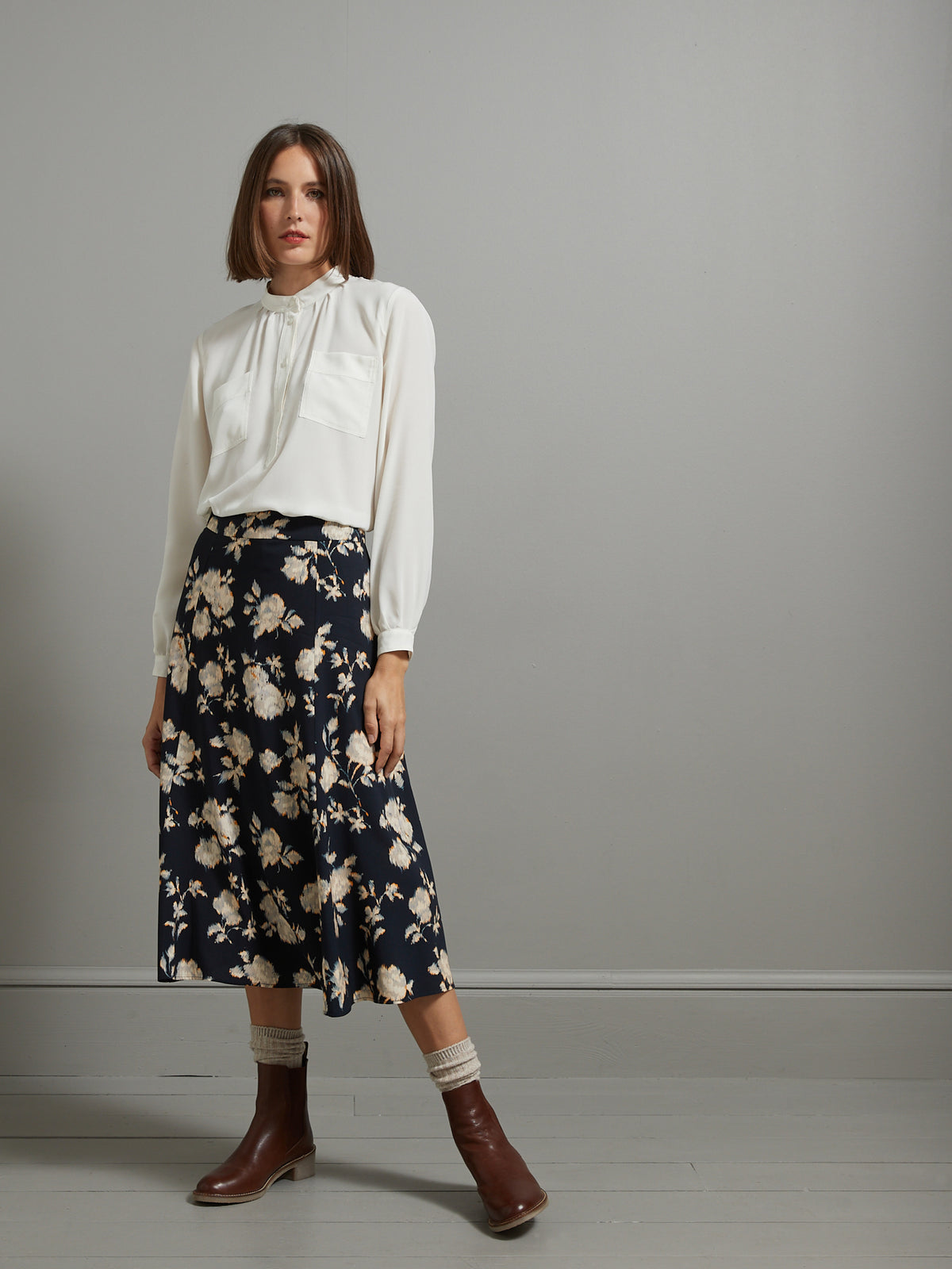 Halflange damesrok met Erica-print