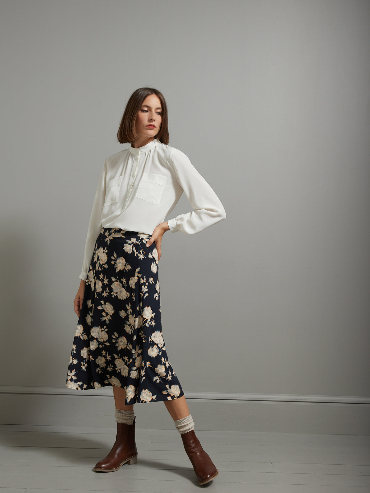 Halflange damesrok met Erica-print
