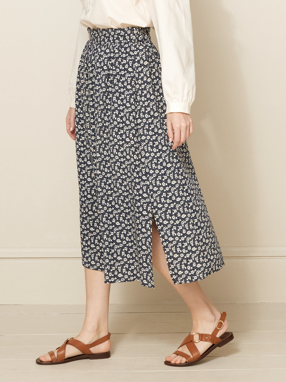 Halflange damesrok met Emily-print