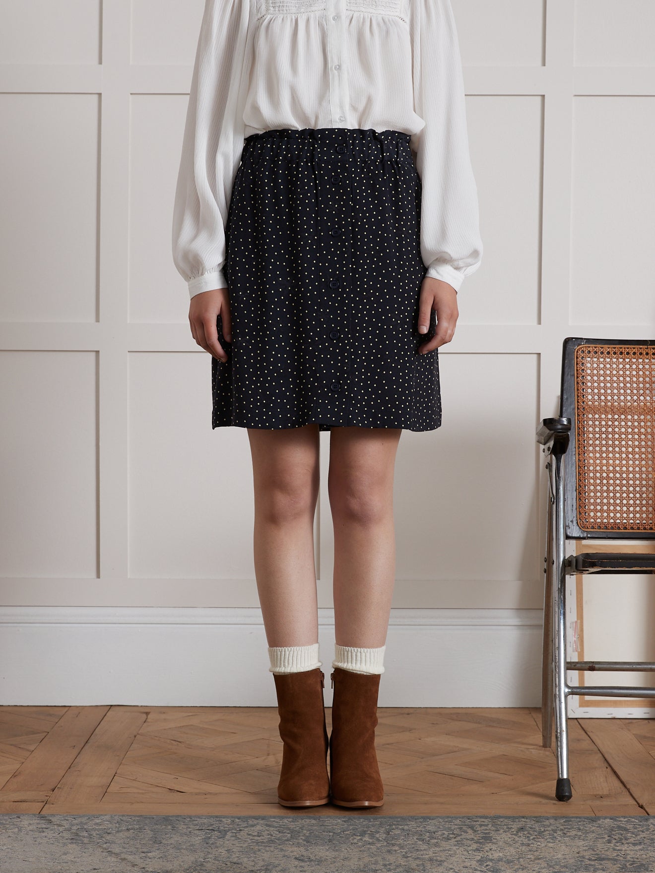 Jupe courte boutonnée femme imprimé Confetti