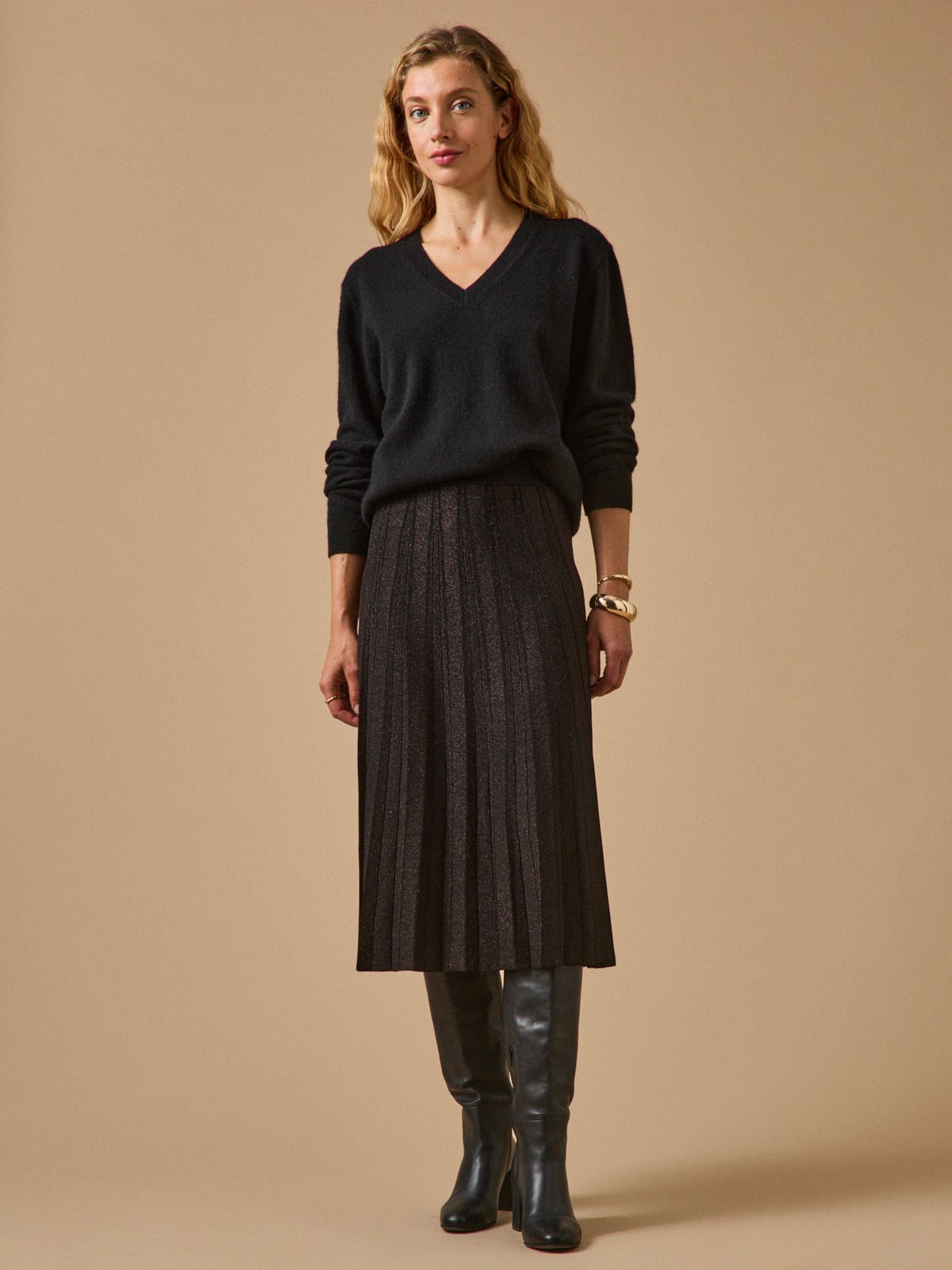 Halflange damesplissérok in tricot