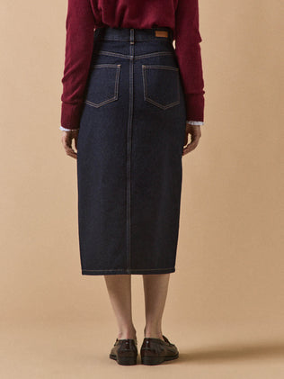 Jupe mi-longue jean femme coton biologique