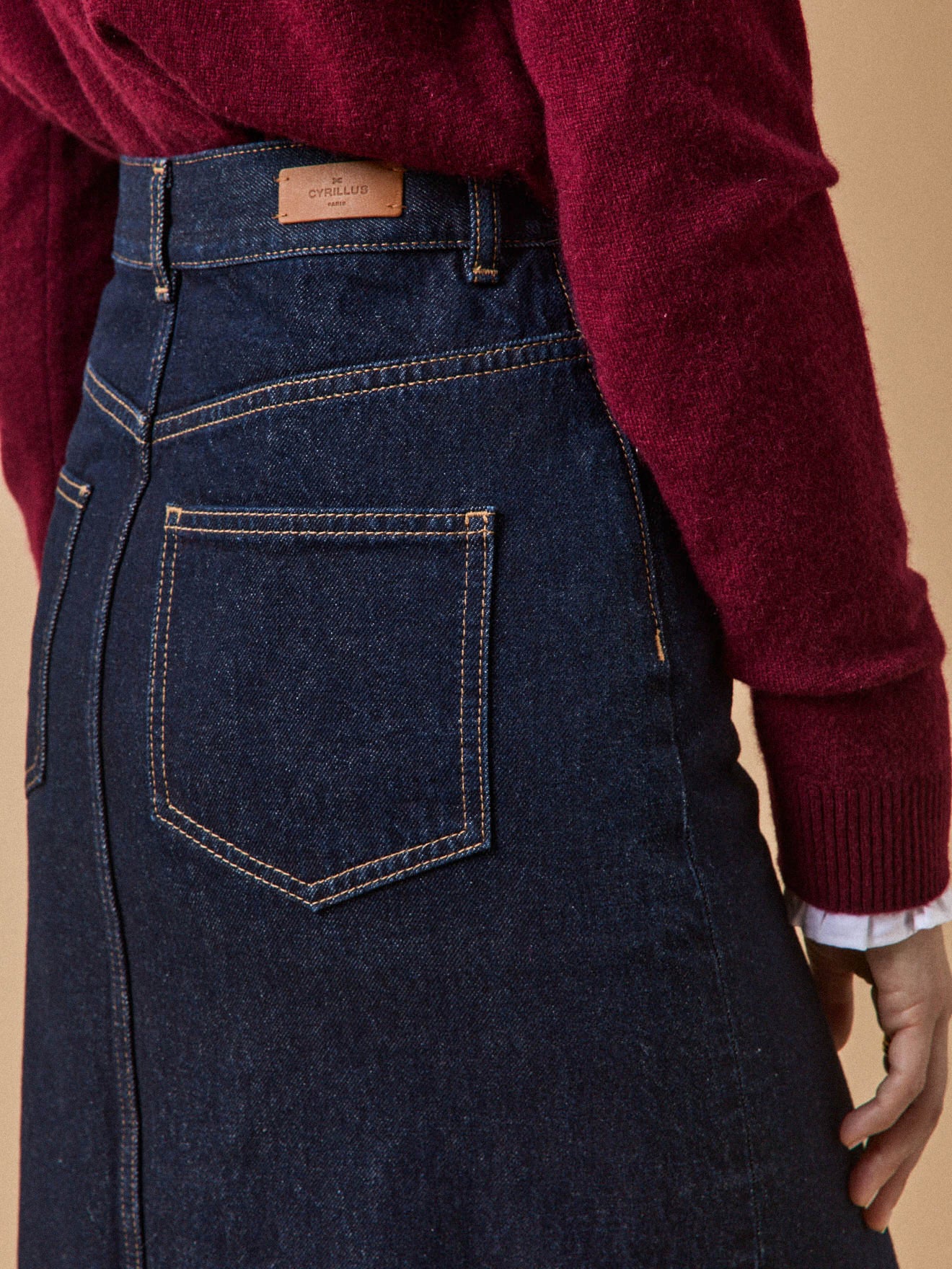 Jupe mi-longue jean femme coton biologique