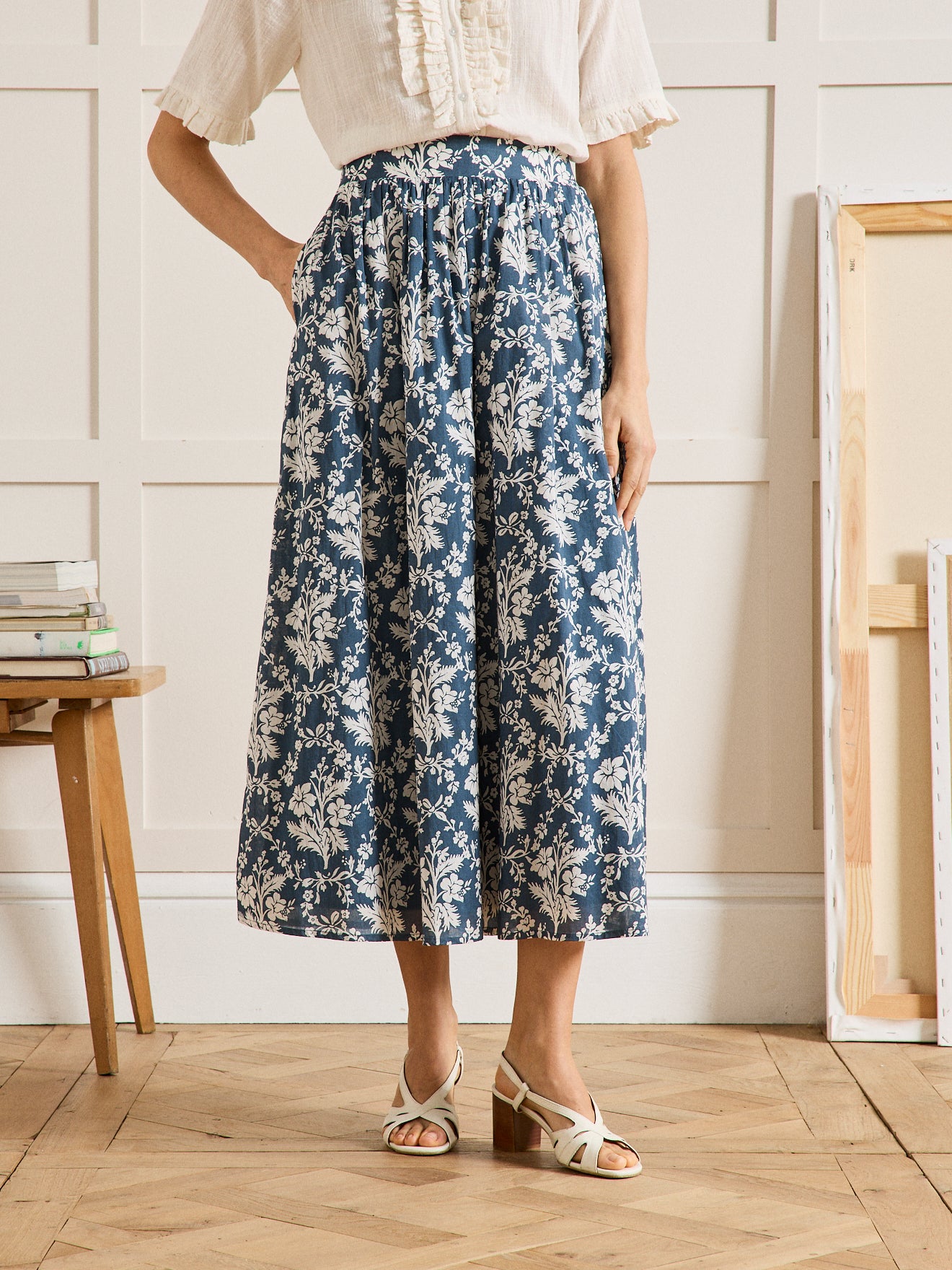 Jupe longue voile de coton imprimé Lucia