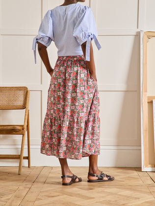 Halflange damesrok in Liberty-stof "Meadow Song" - Limited Collection