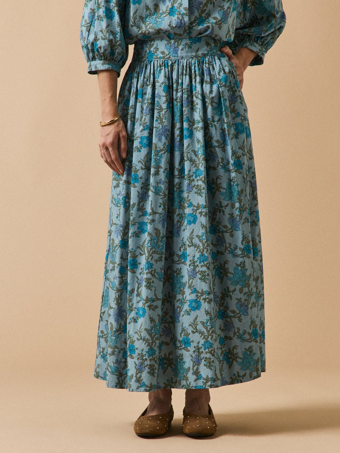 Lange damesrok met Flore-print