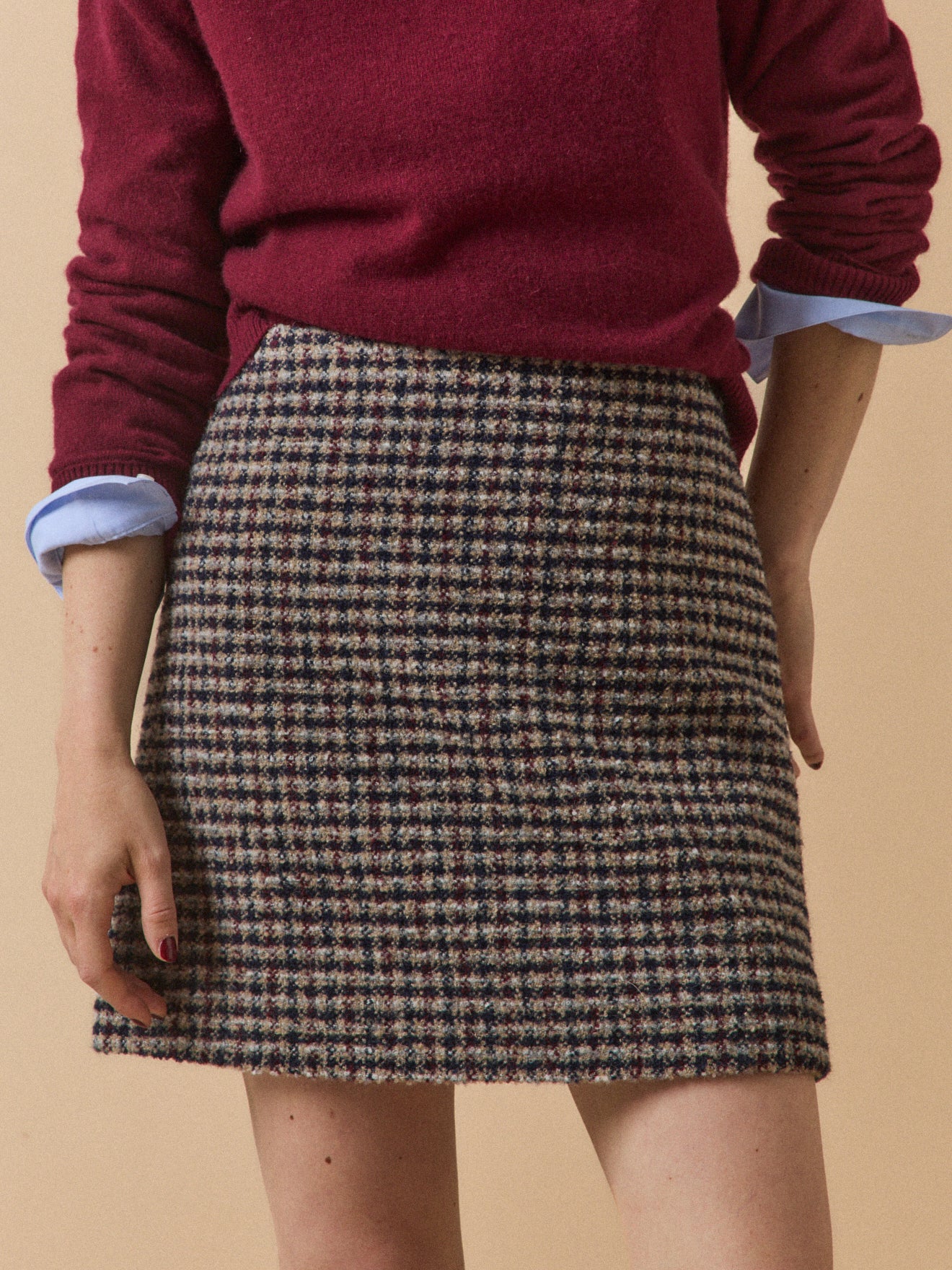 Jupe courte tweed carreaux femme