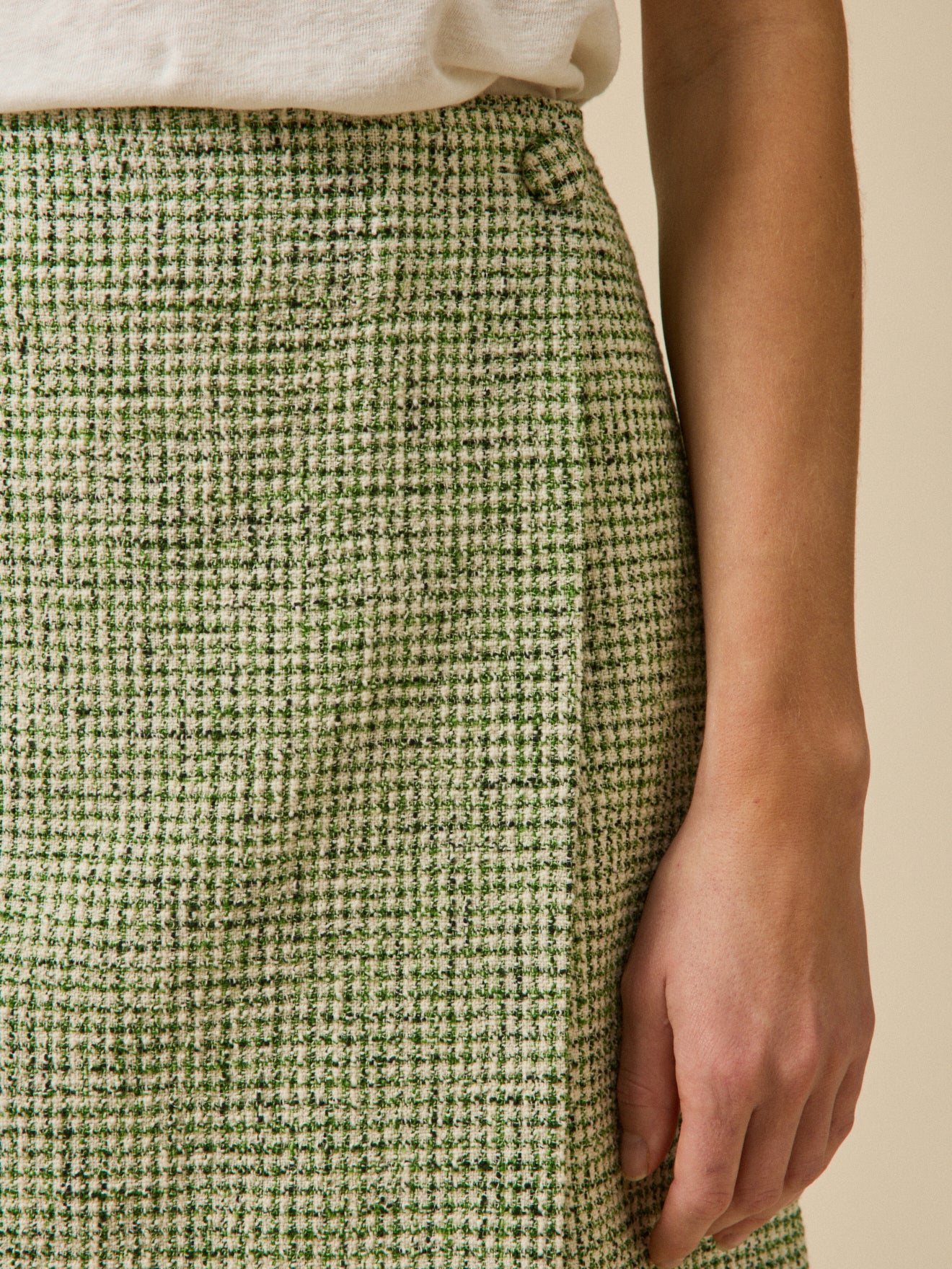 Jupe courte portefeuille tweed carreaux femme