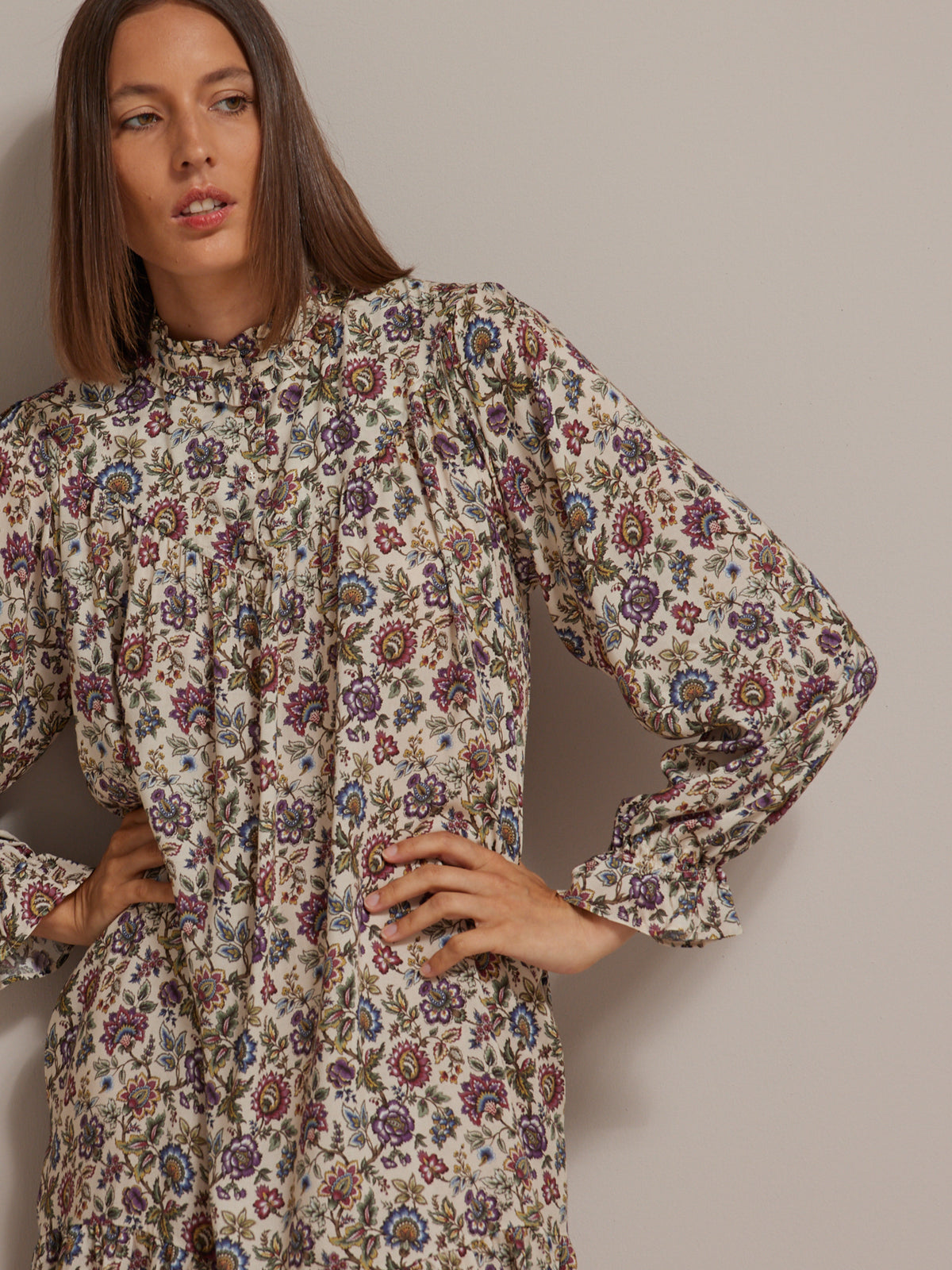 Robe col froufrou femme tissu Liberty Chintz Tree
