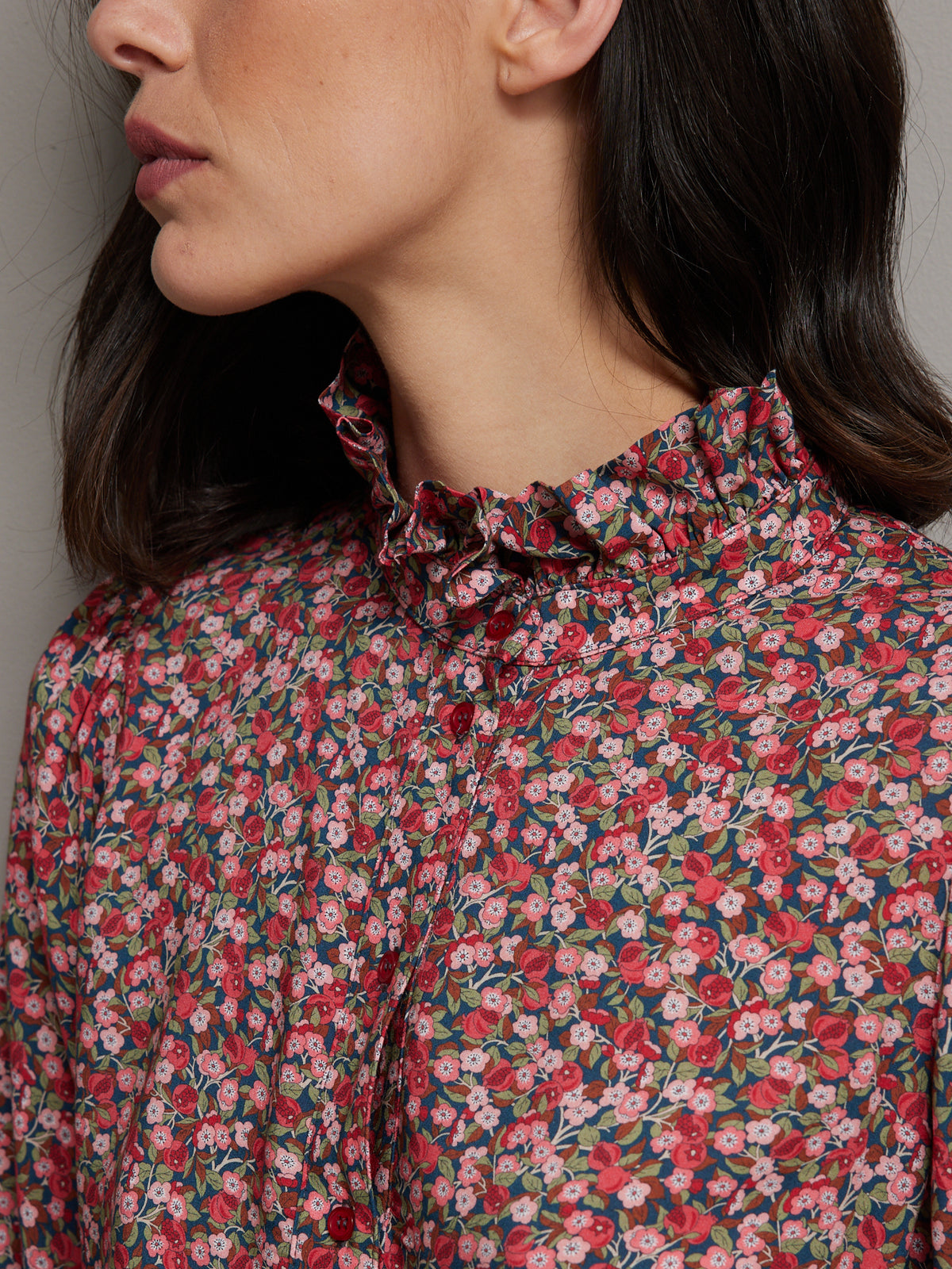 Damesjurk met ruchekraag in Liberty - Limited Collection