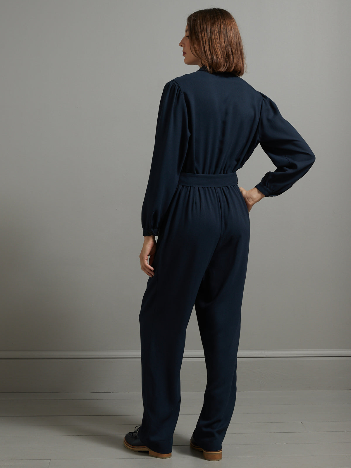 Damesjumpsuit in effen crêpe