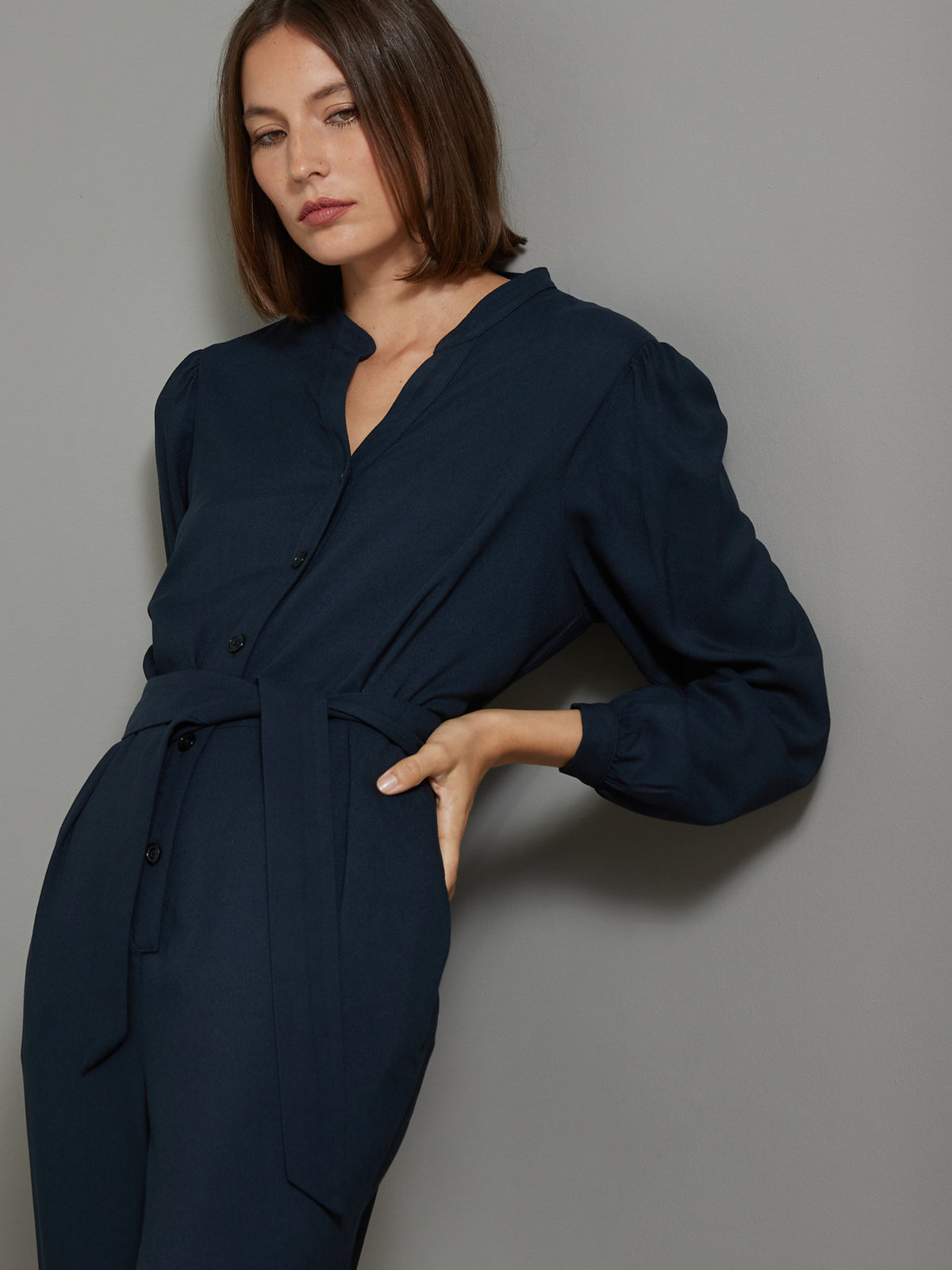 Damesjumpsuit in effen crêpe