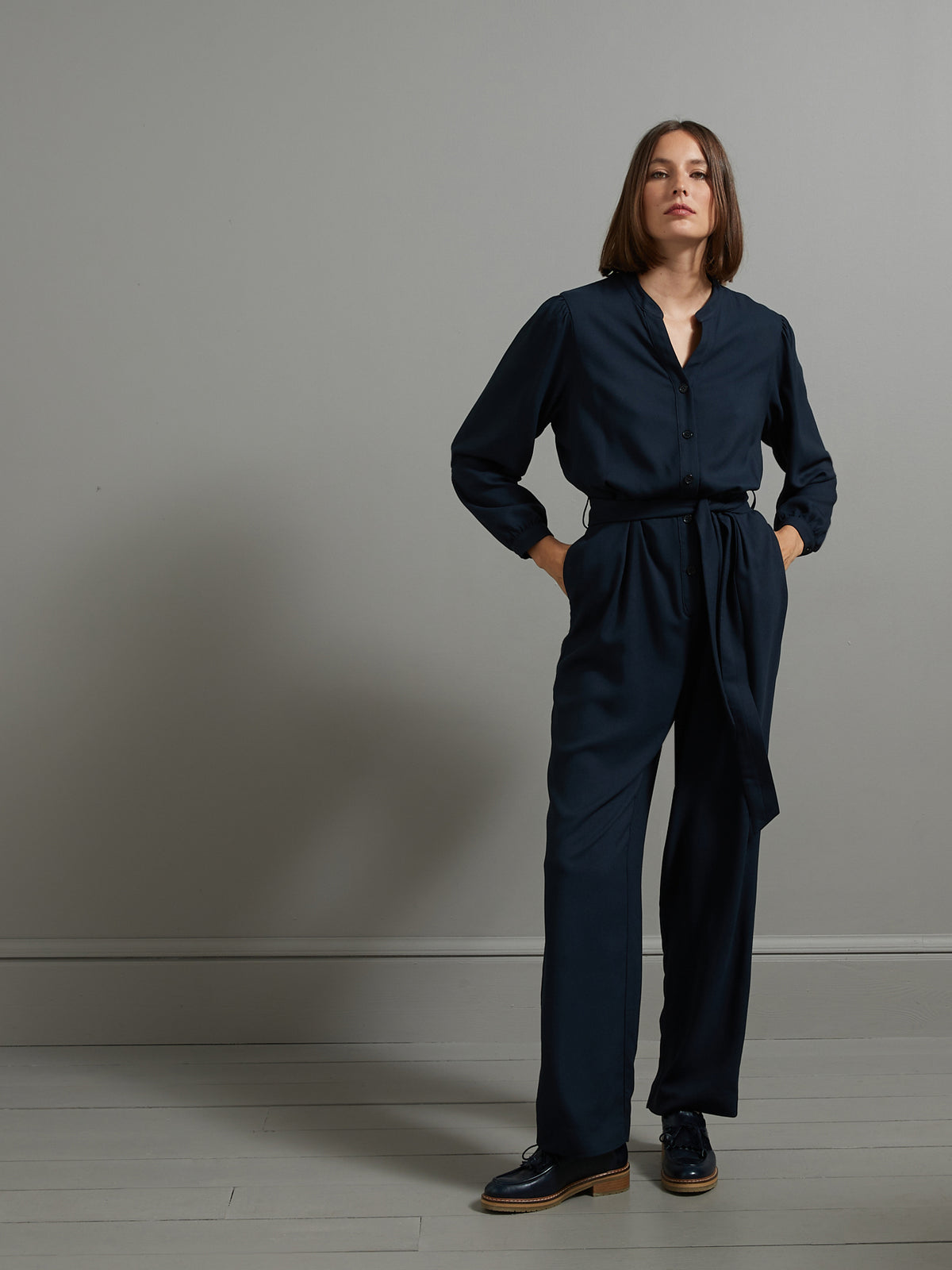 Damesjumpsuit in effen crêpe