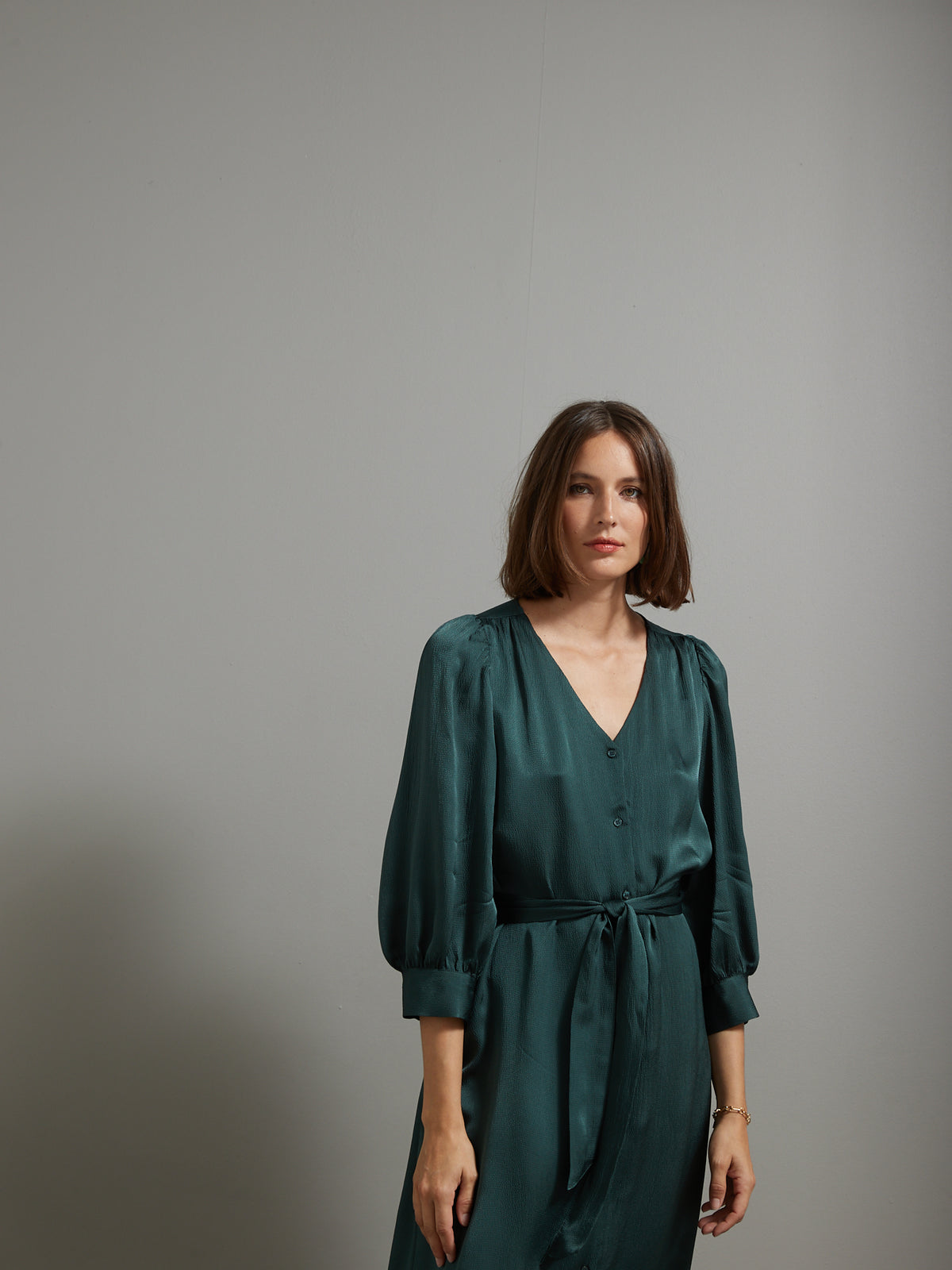 Robe longue boutonnée femme seersucker uni