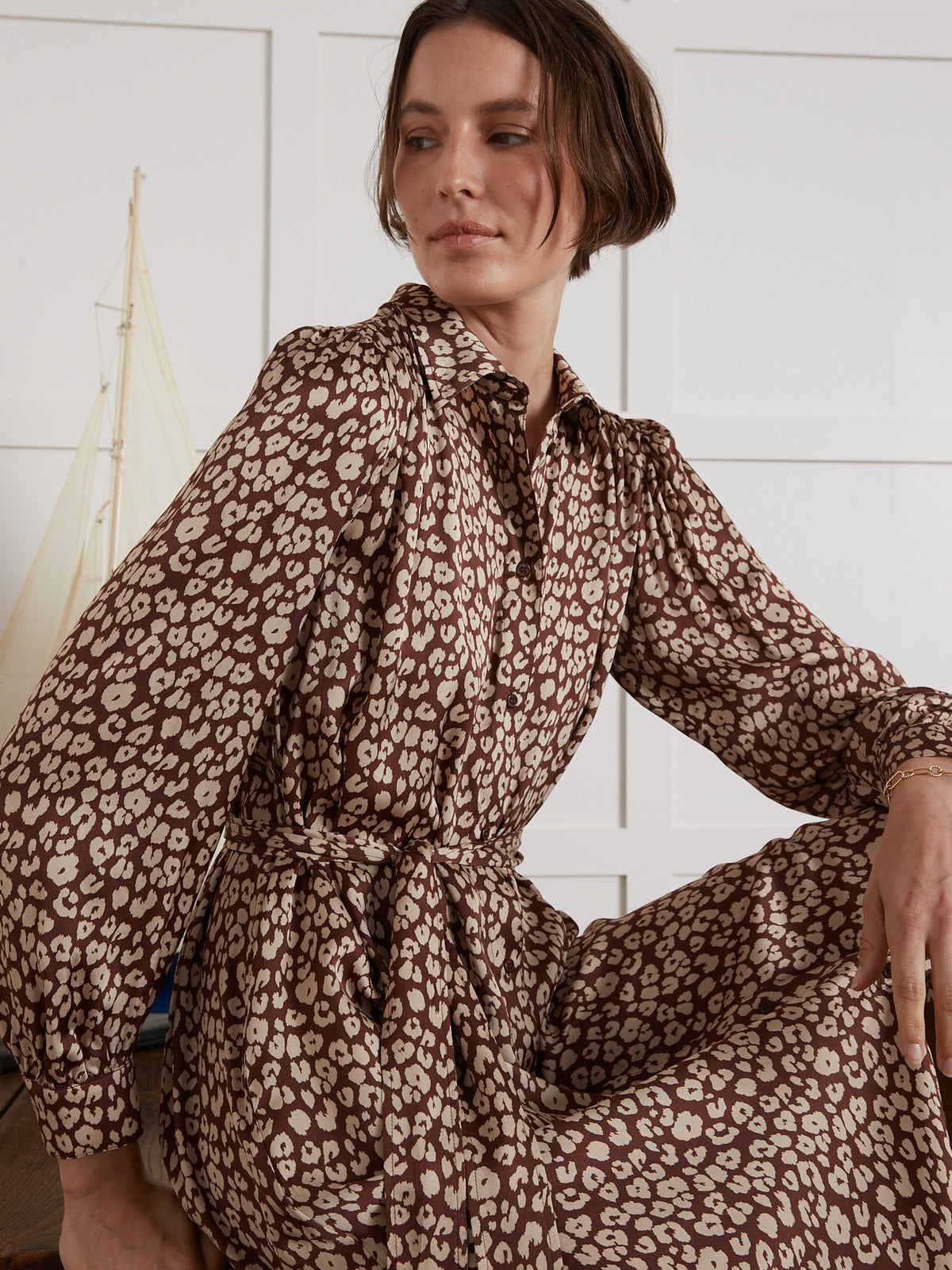 Lange dameshemdjurk met Fauve-print