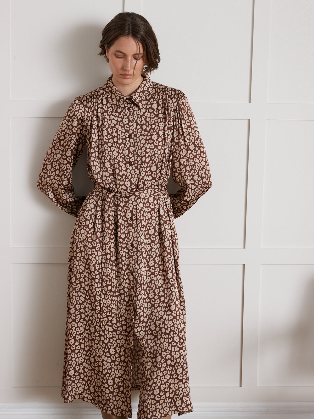 Lange dameshemdjurk met Fauve-print