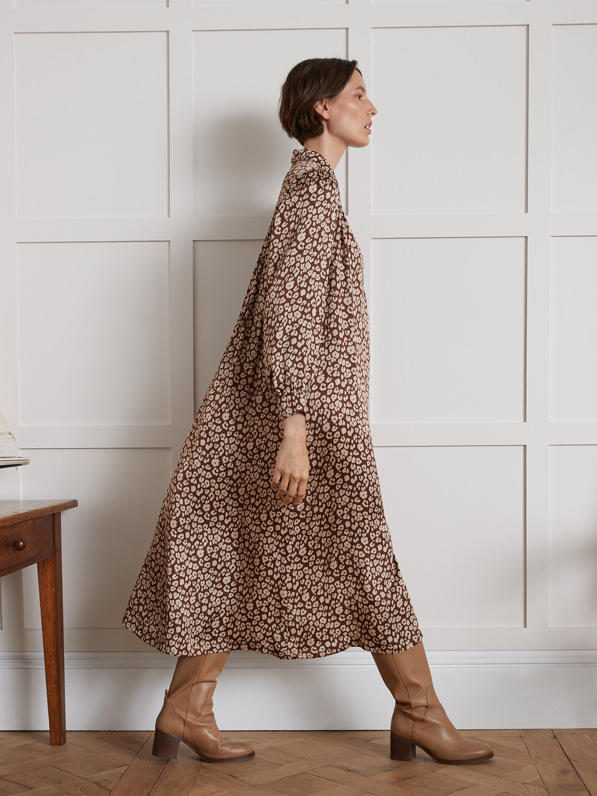 Lange dameshemdjurk met Fauve-print