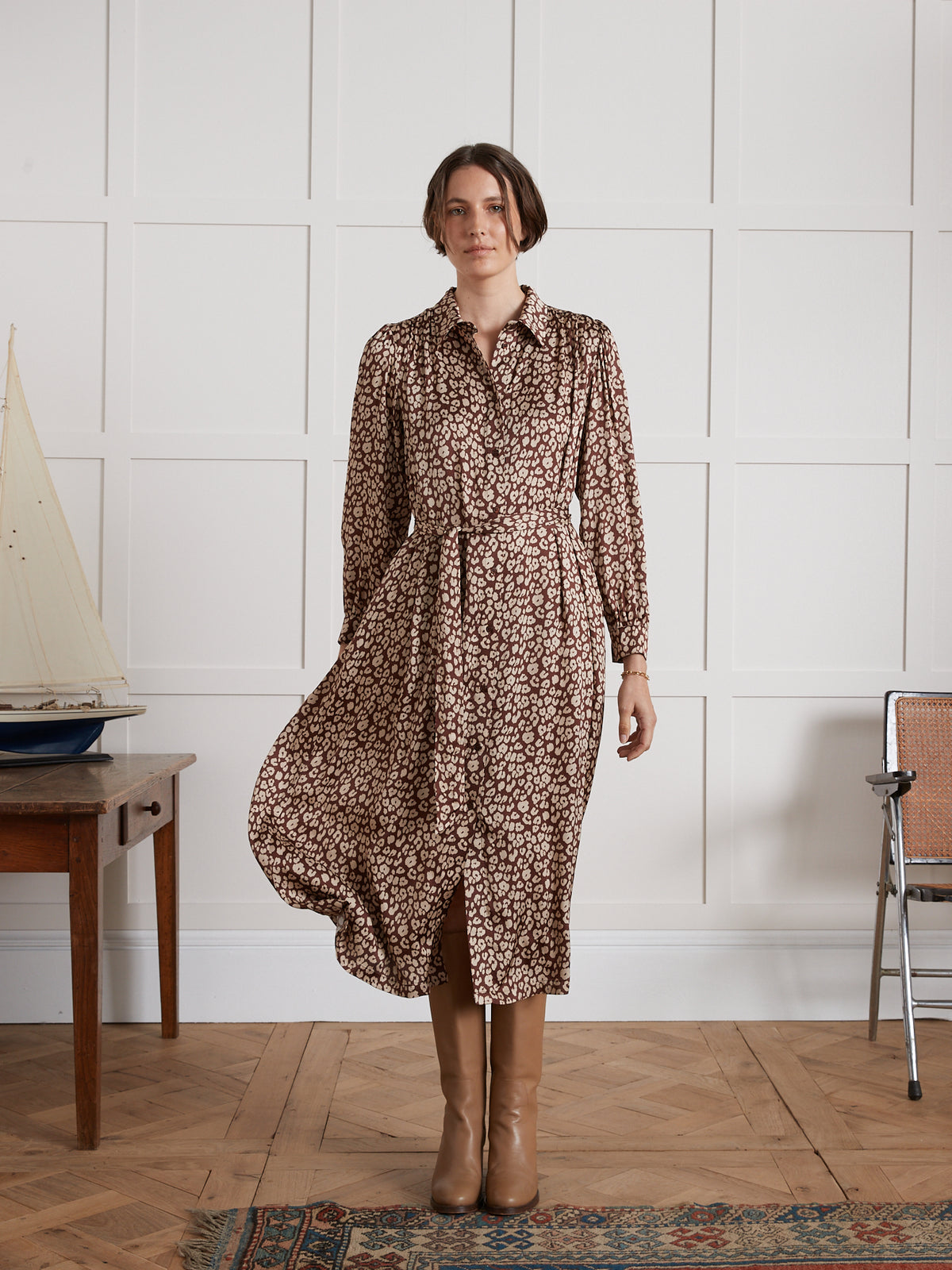 Lange dameshemdjurk met Fauve-print