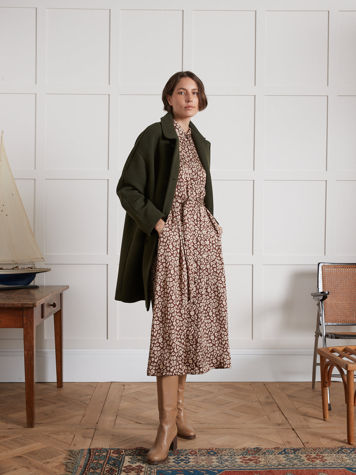 Lange dameshemdjurk met Fauve-print
