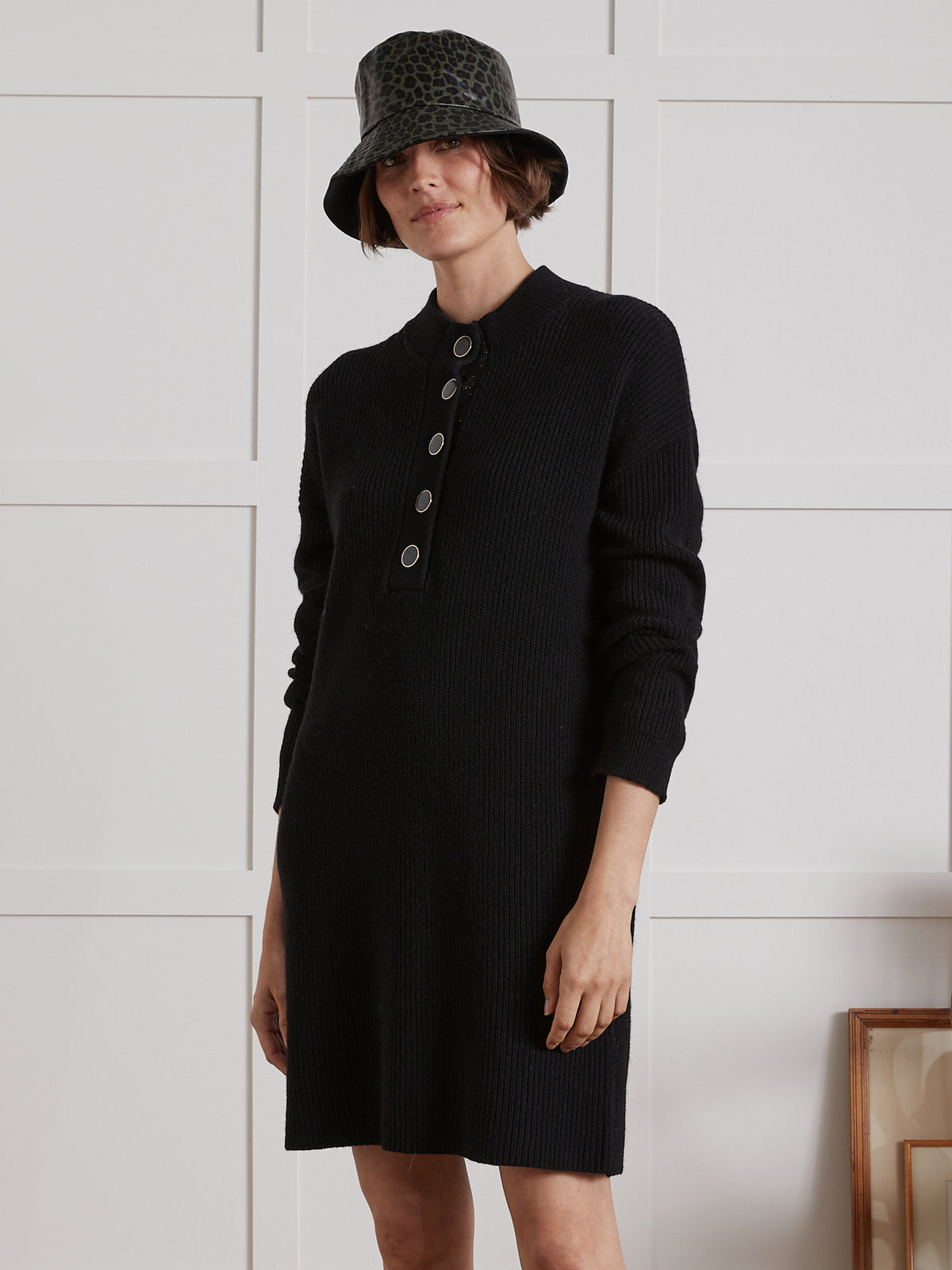 Korte damestrui-jurk in geribd tricot - wolmix