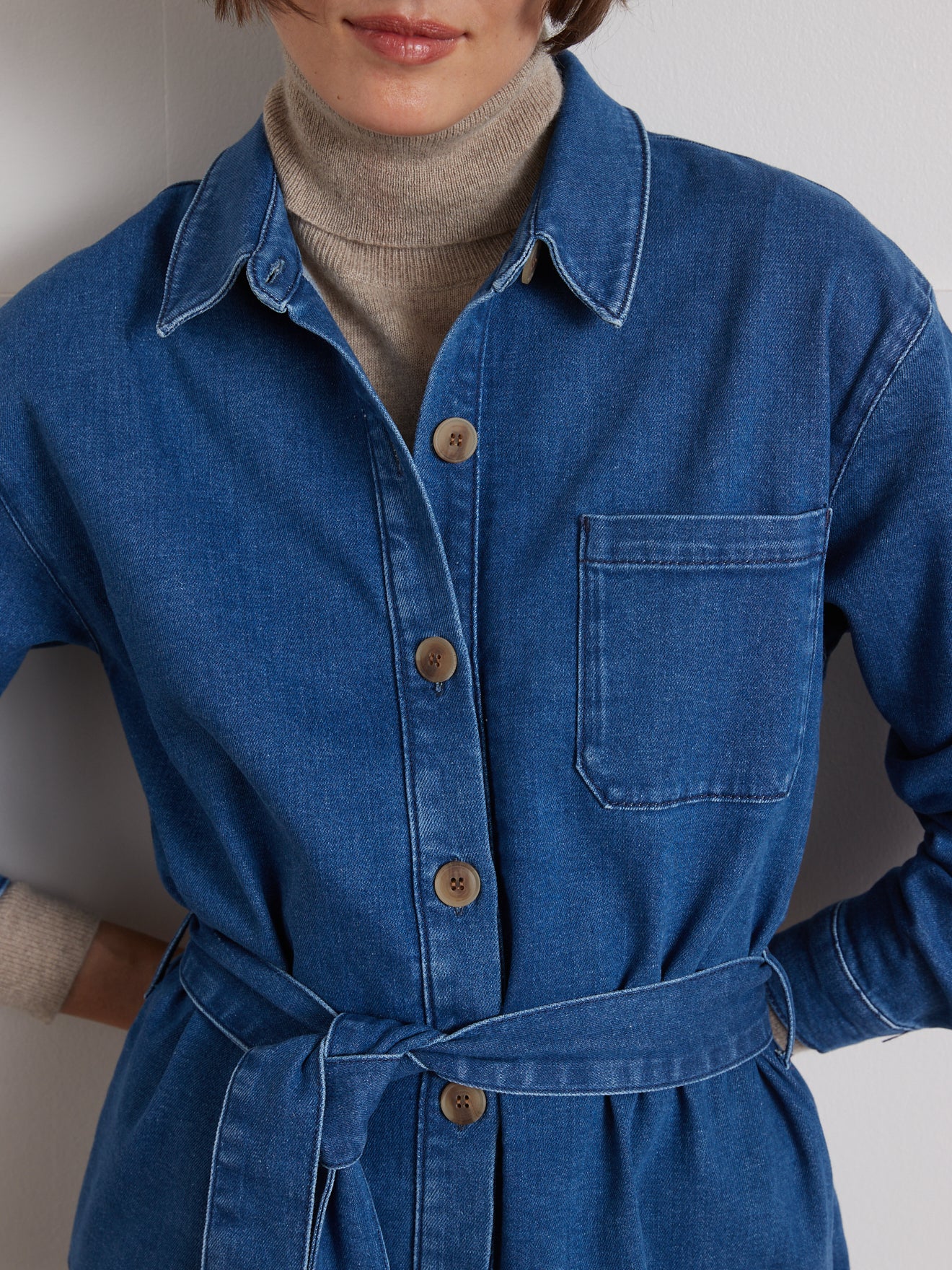 Robe-chemise jean femme - coton biologique