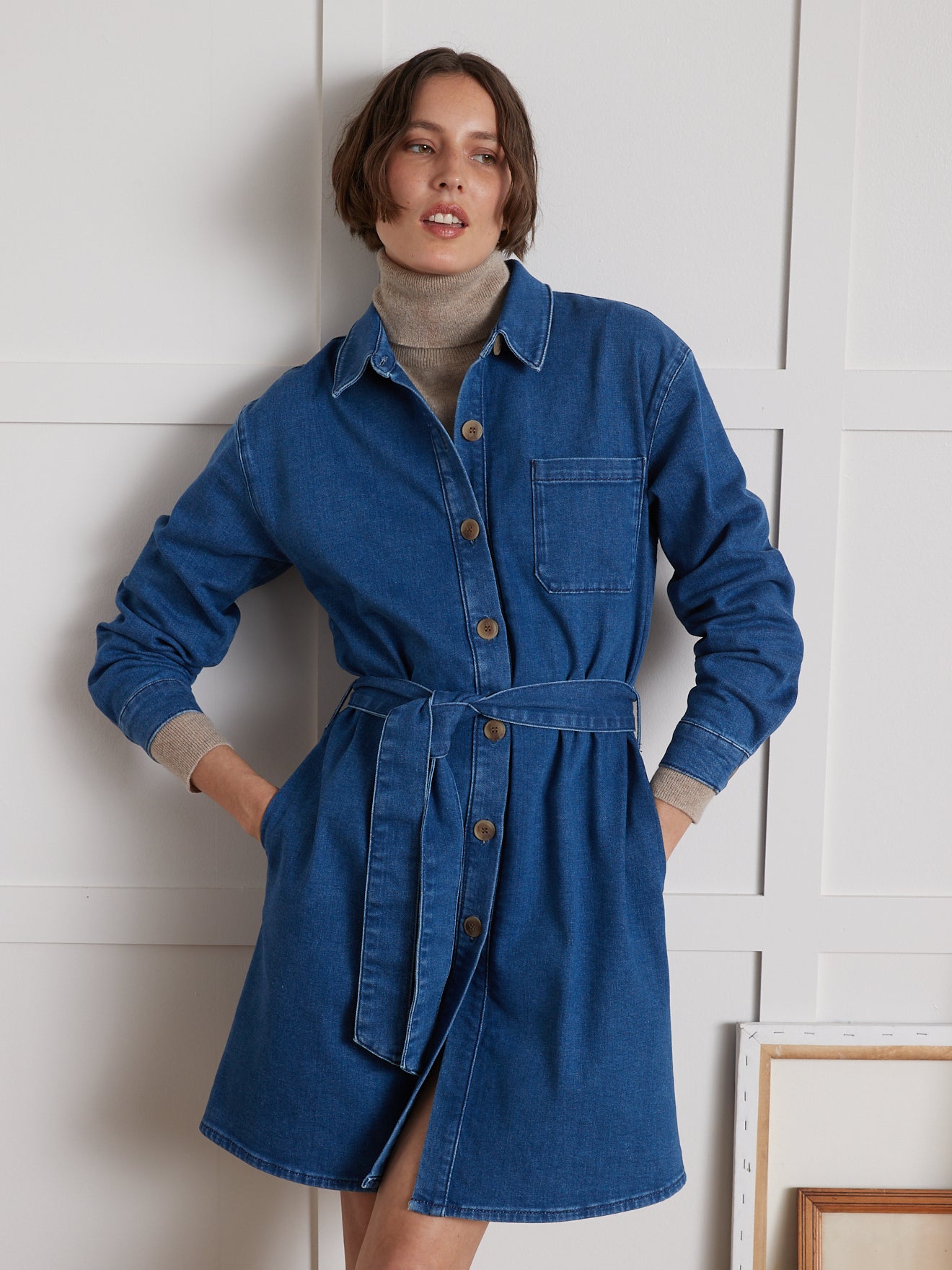 Robe-chemise jean femme - coton biologique