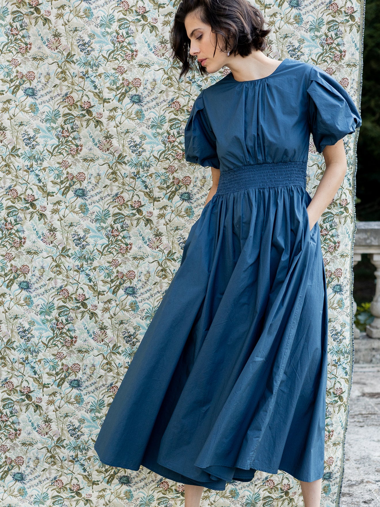 Robe longue cérémonie dos nu femme popeline craquante