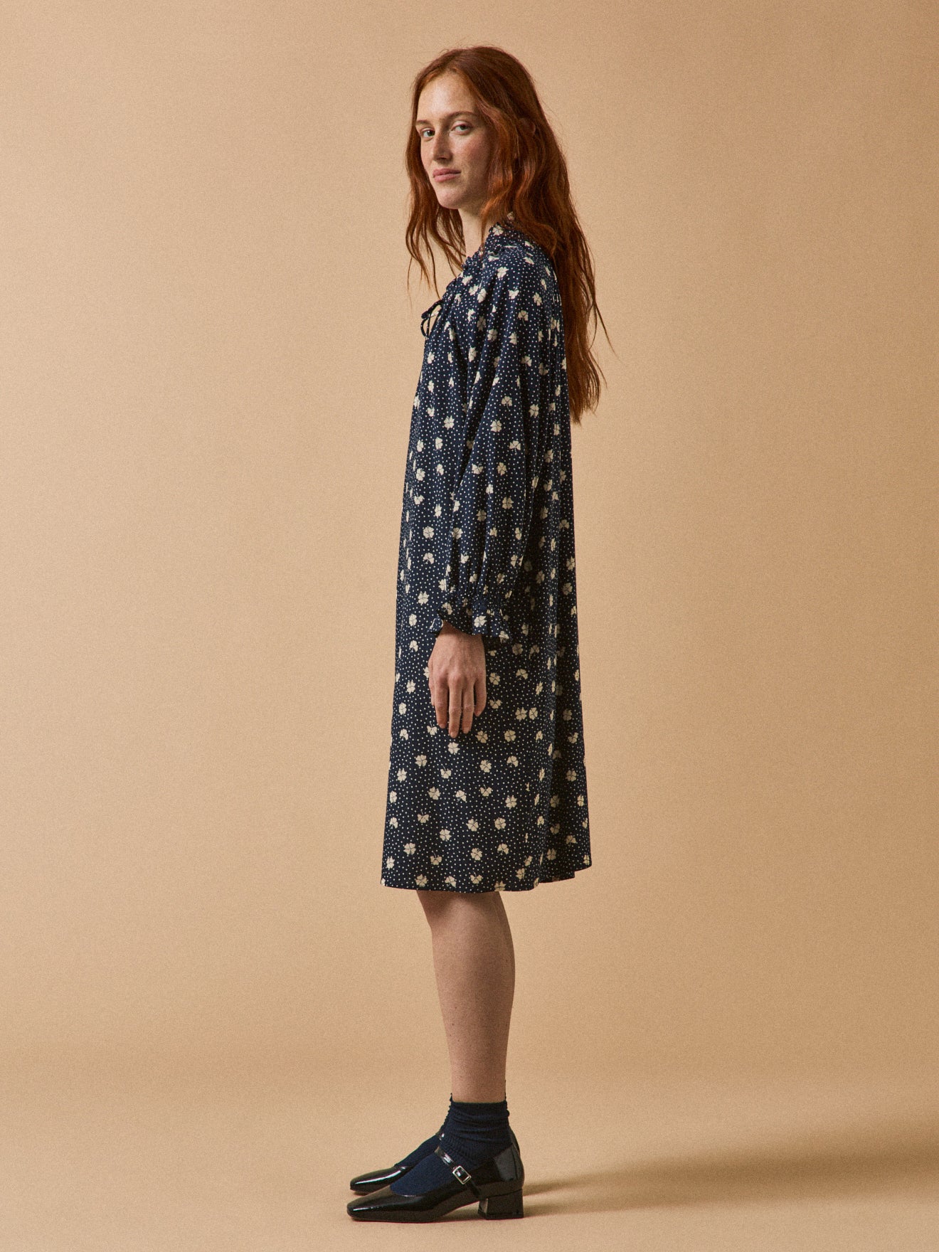 Robe housse courte femme viscose dobby imprimé Trèfles