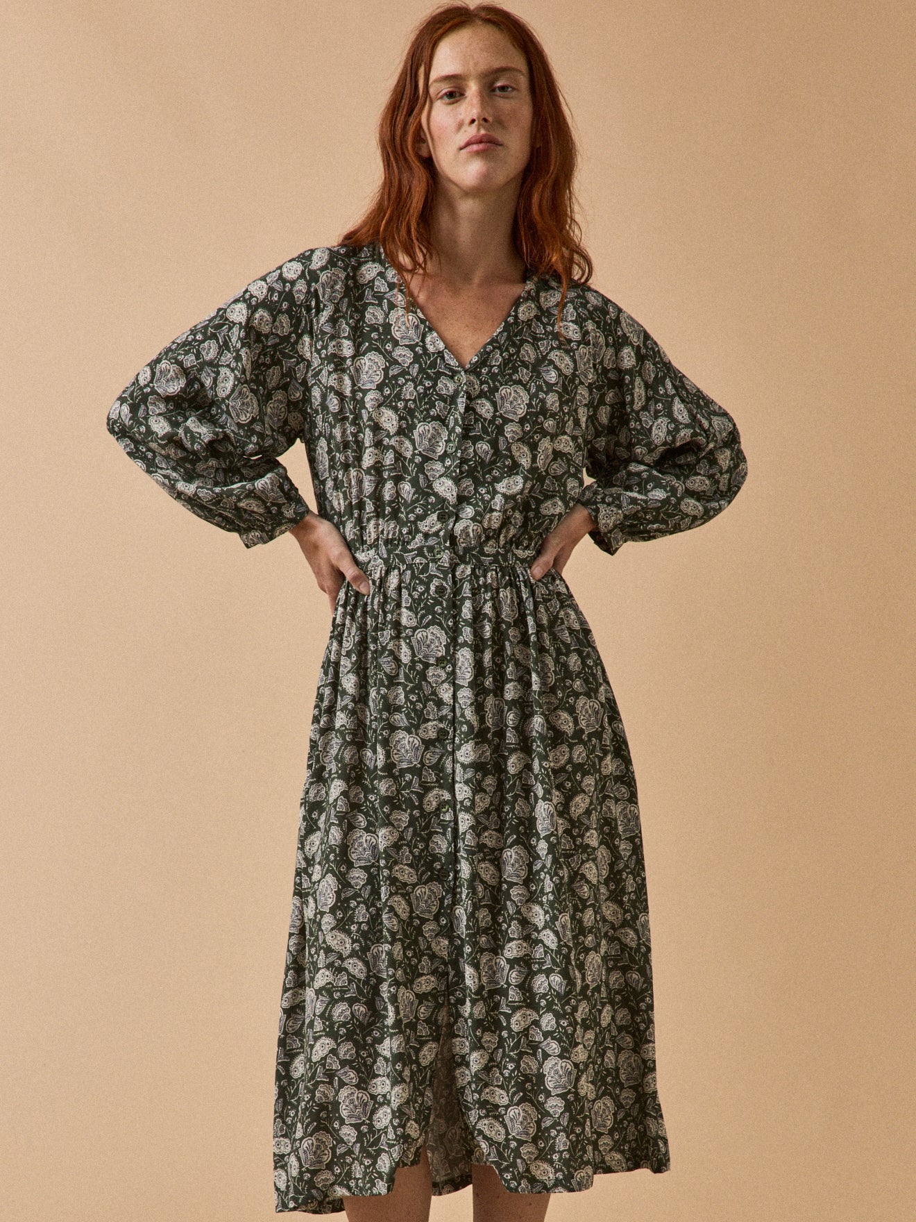 Robe mi-longue femme imprimé Lilith