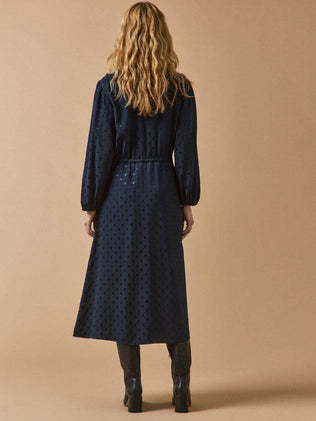 Robe longue femme viscose jacquard pois