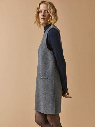 Robe courte sans manches lainage double face