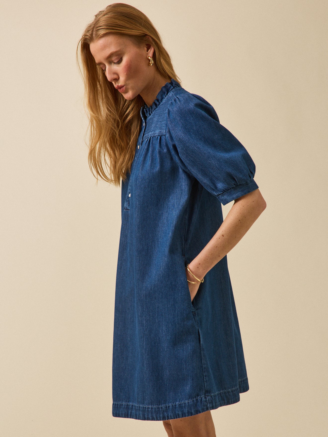 Robe courte jean femme coton biologique